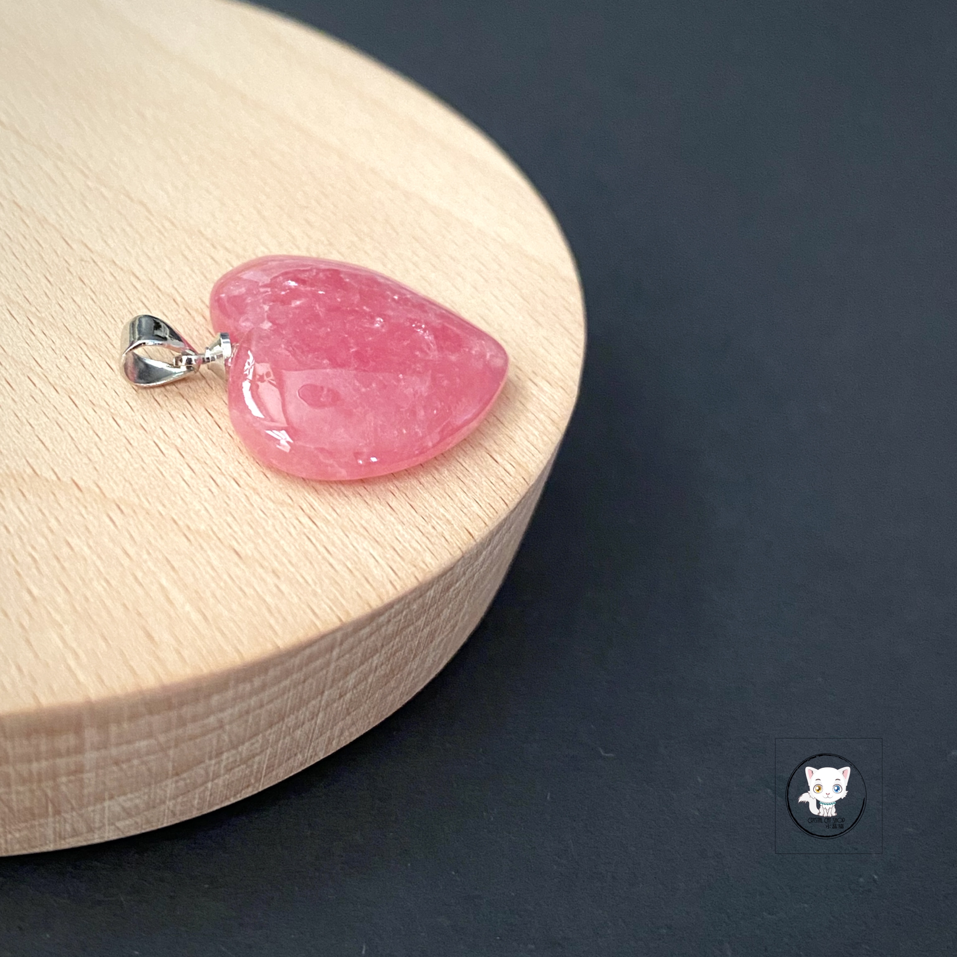 天然紅紋石愛心吊墜 24mm