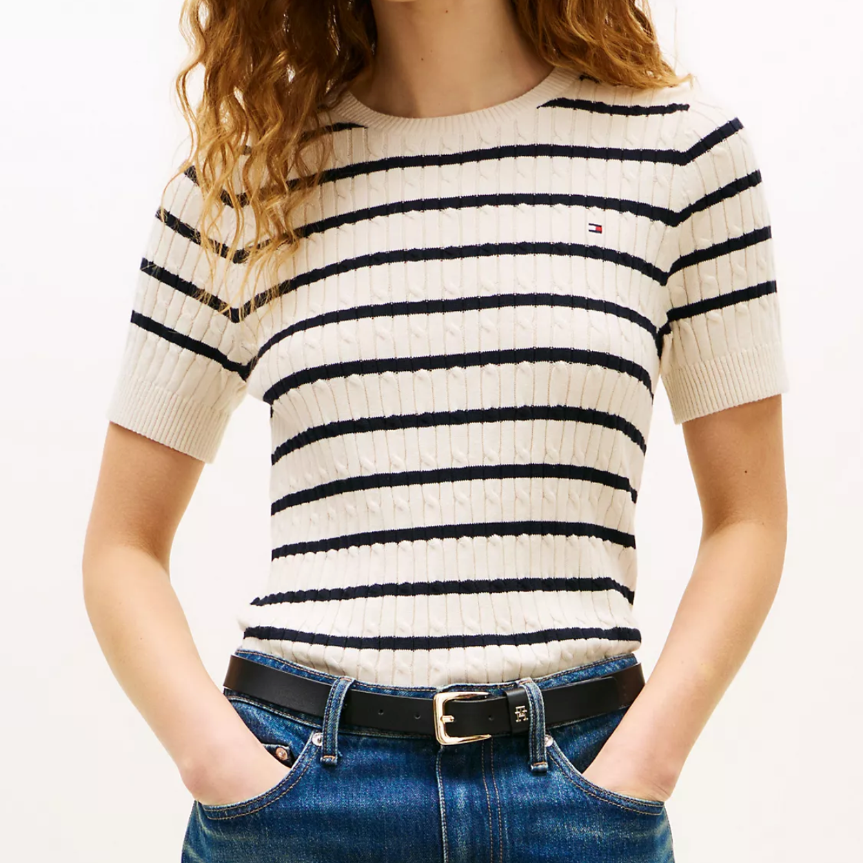 Tommy Hilfiger Short-Sleeve Cable Knit Sweater