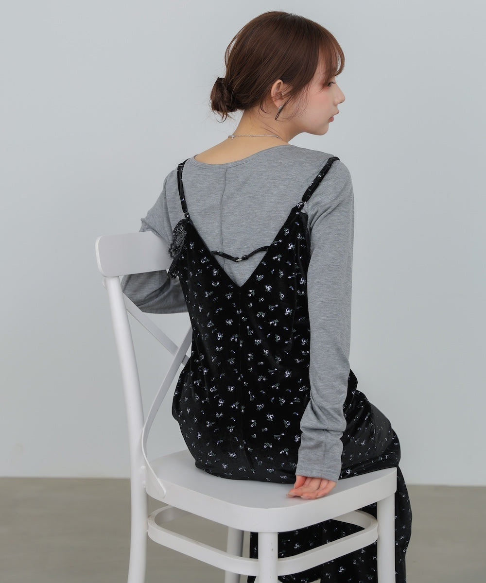 <限量現貨<JP> 浪漫x打卡Must Have 細帶蕾絲小碎花OPS* 可可啡