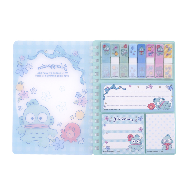 Hangyodon A6 Soft Wire-O Notebook w/ Memo Pad A6 軟線圈簿連便條紙 (共60頁紙，內有8款書籤貼及3款便條貼)