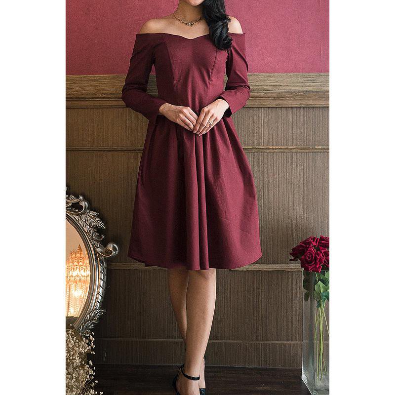 (Last 1!)Vintage1961's very first design- 1950s Hollywood Inspired Tea Party Dress - Wine (FM002)