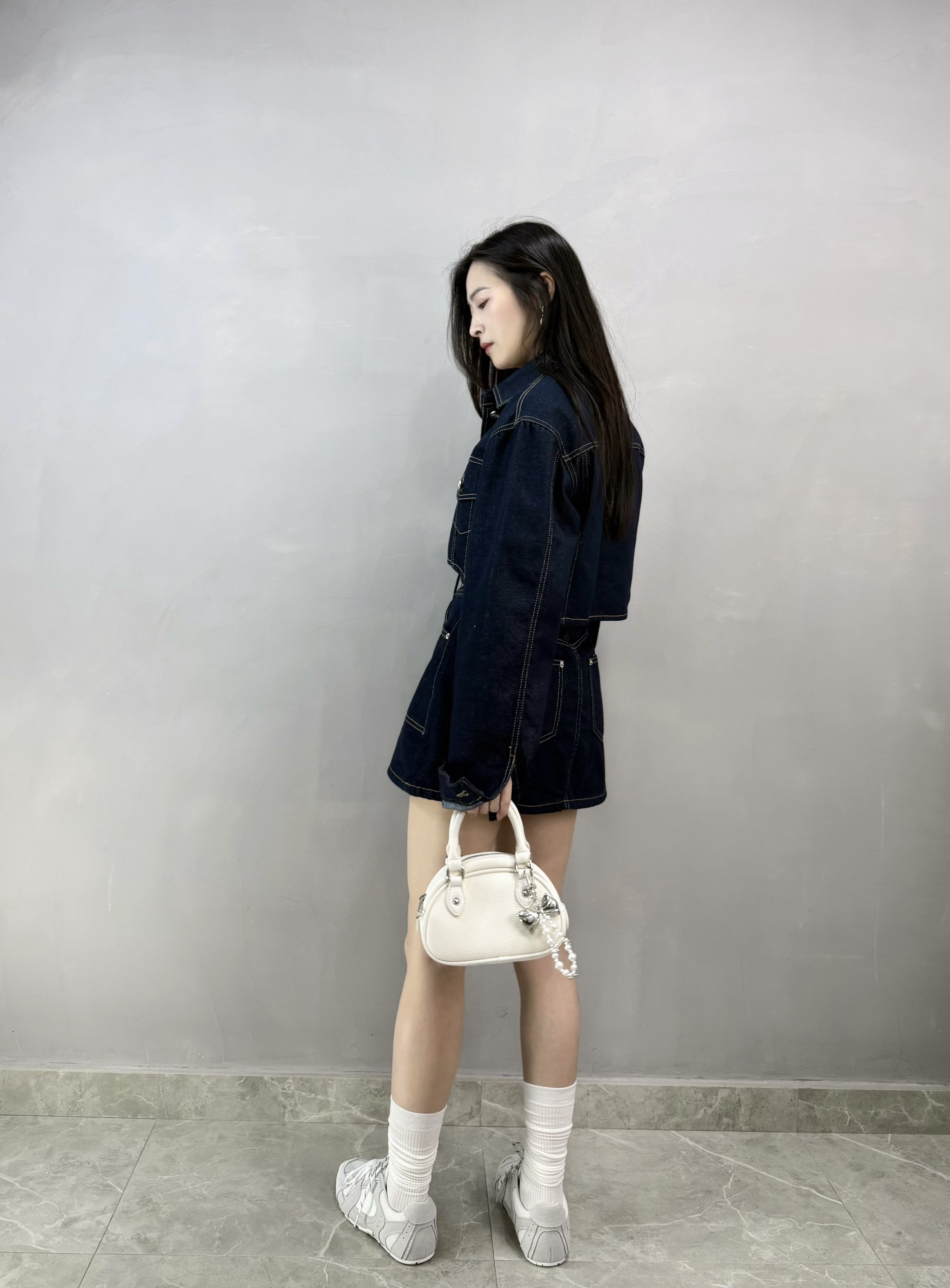 J85 車明線原色短牛仔褸