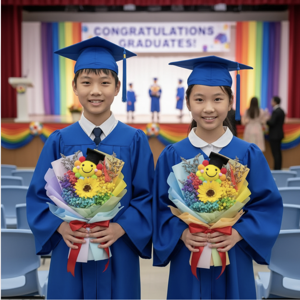  👉🏻乾👈🏻丨全港首創彩虹花束丨笑哈哈畢業花束丨彩虹笑哈哈丨彩虹畢業花束丨棉花花束丨乾花花束丨中花束丨打卡花束丨小學畢業花束丨中學畢業花束丨幼稚園畢業花束丨創意花束丨