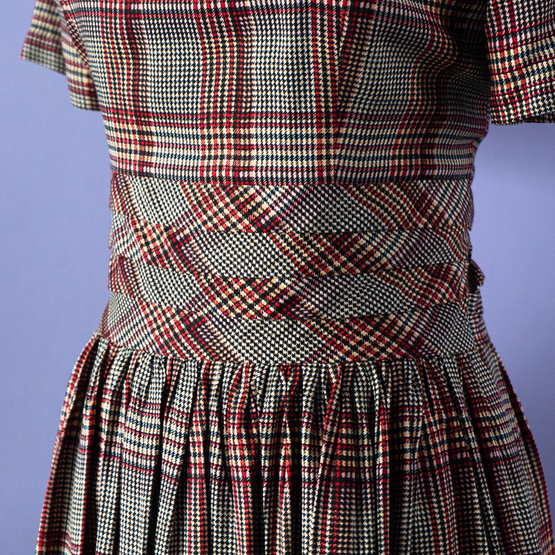 (Last L) Summer in Woodland - 1950s Inspired Checkered Summer Dress- Short Sleeve (FM176)