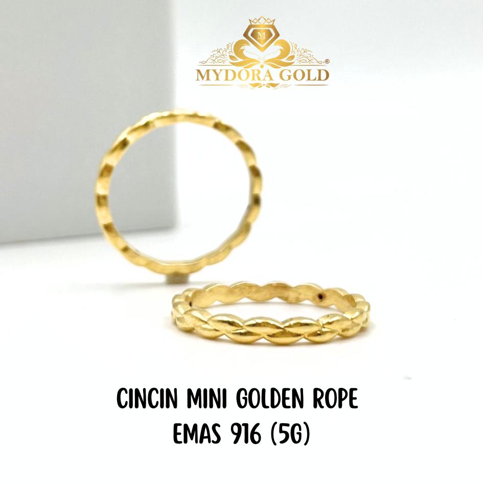 MYDORA Cincin Mini Golden Rope (5G) l EMAS 916/ 22K