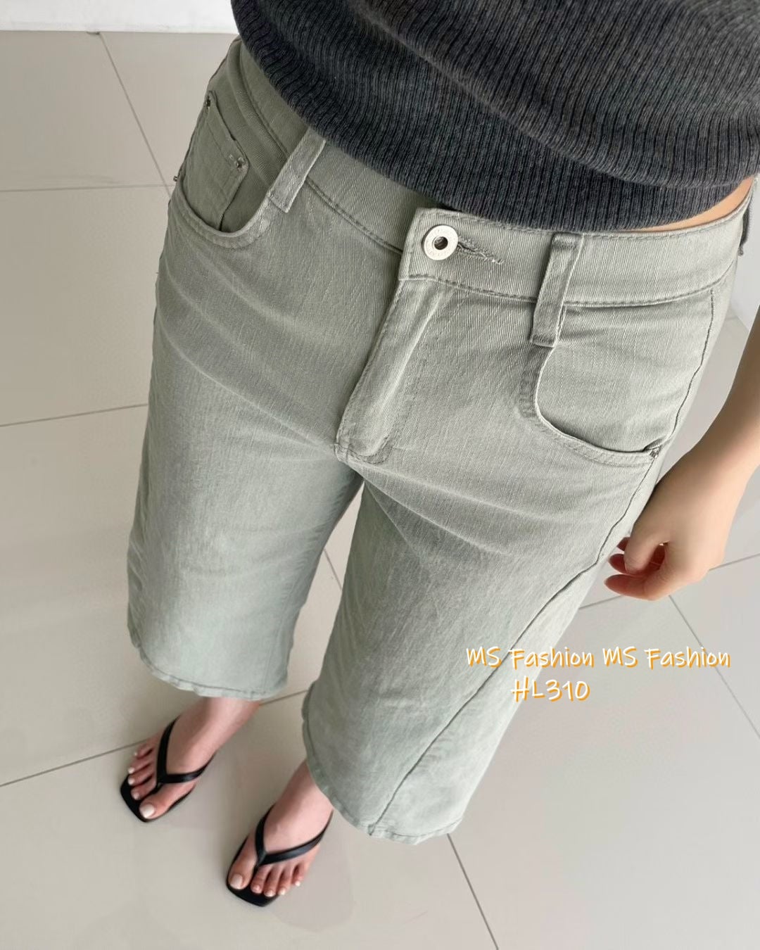 HL310 韓國🌼Howluk8分拼接彈力棉闊筒牛