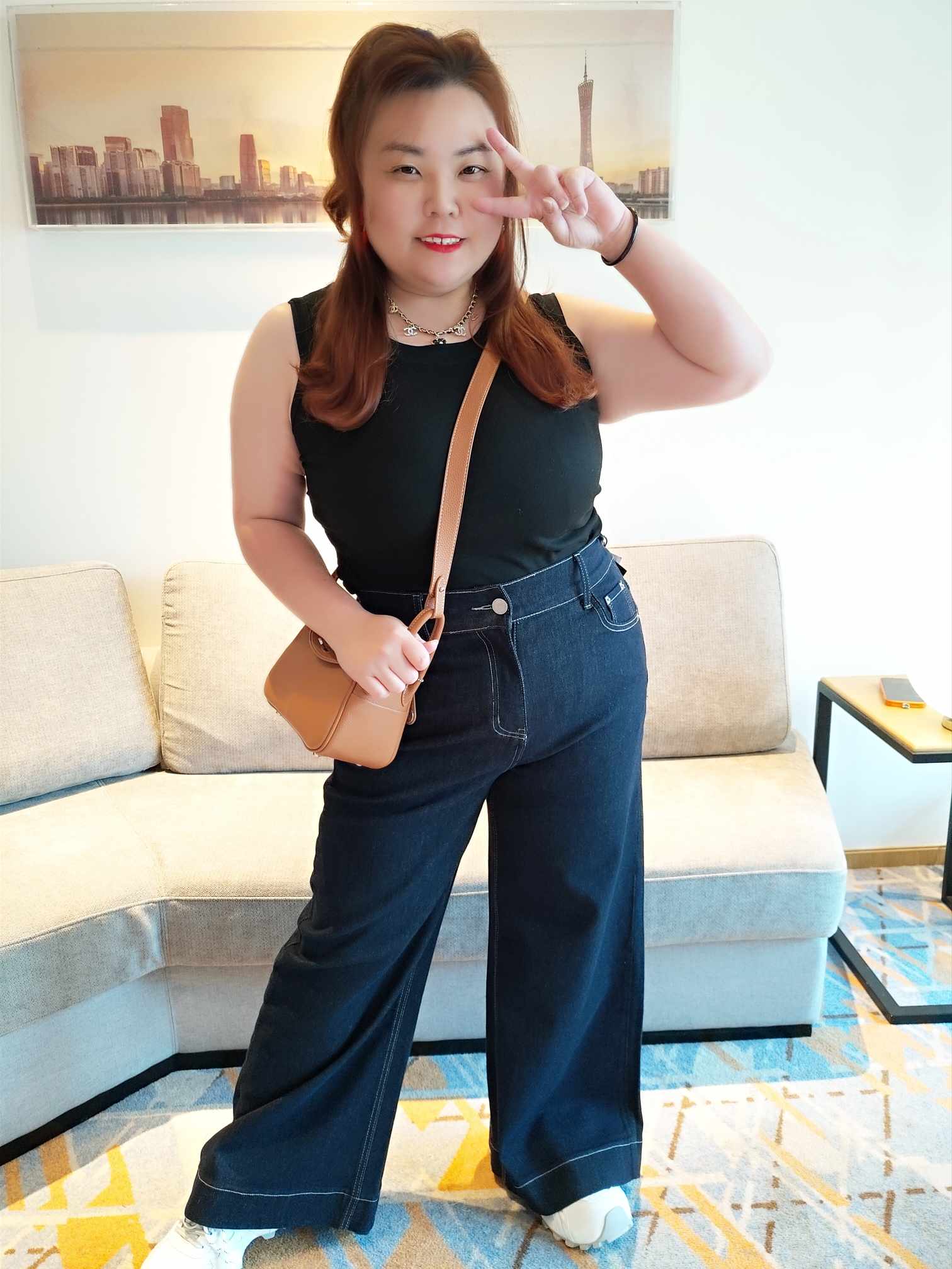 YCF06 3056 走线设计显瘦弹力牛仔直筒长裤