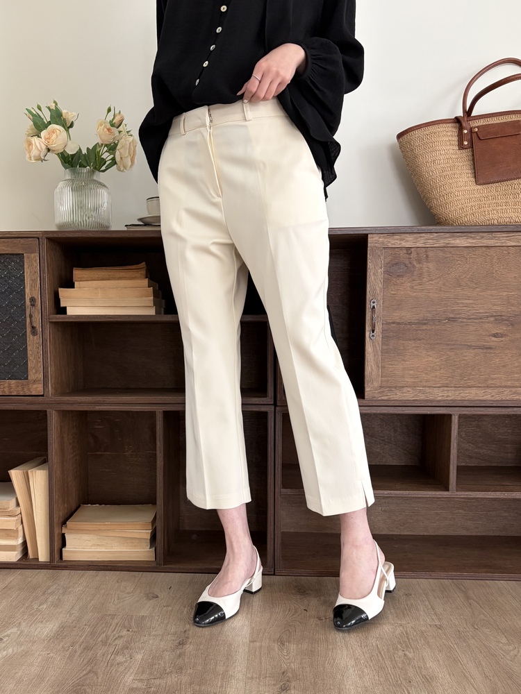 Minimal Tapered Ankle Pants (Ivory)