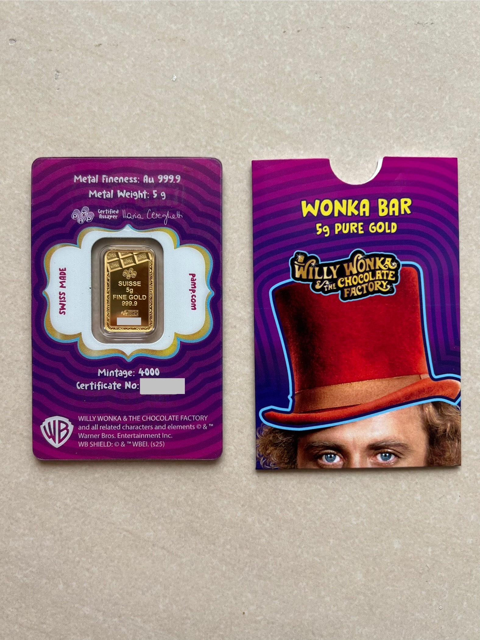 (RADAR SN 323) PAMP Willy Wonka V2 5g 🇨🇭Swiss Limited Gold Bar Emas 999.9 with Sleeve 瑞士巧克力金条