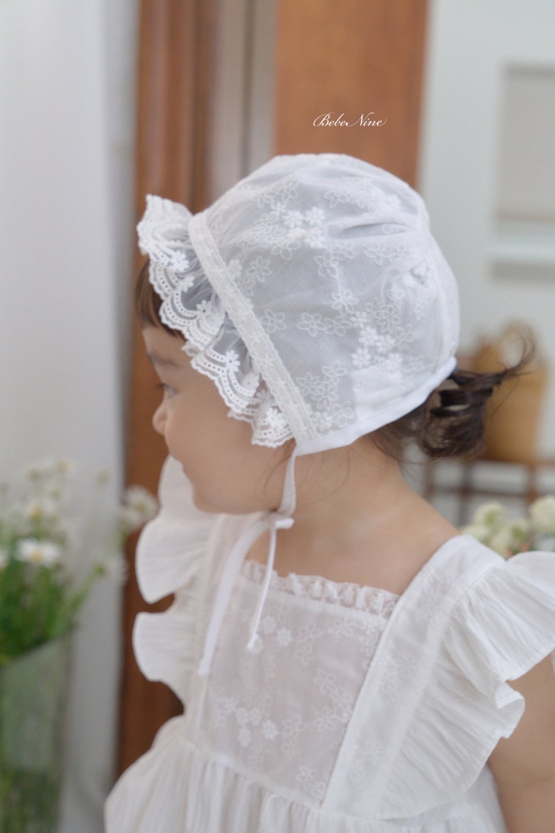 ☀️預訂 韓國直送☀️🇰🇷Bebeninie蕾絲花邊純棉嬰兒包耳帽