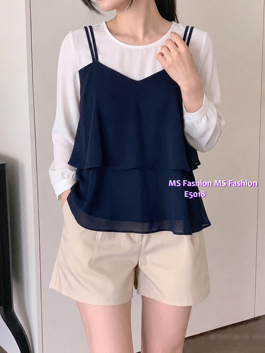 E5018 靚料假兩件top