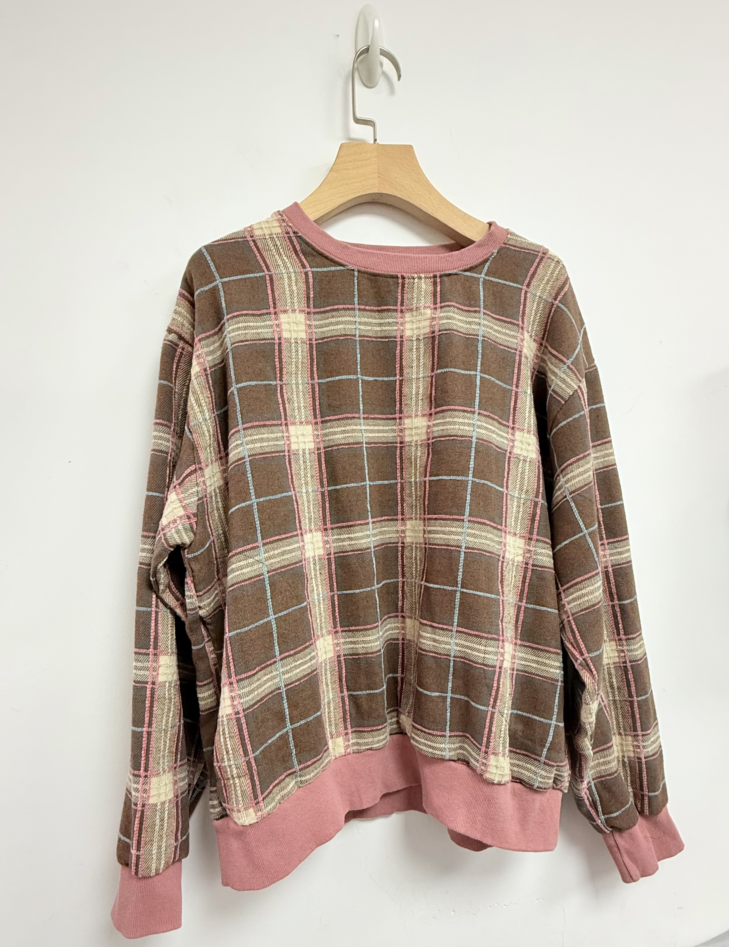 PW YE 立體絲絨車線格仔top