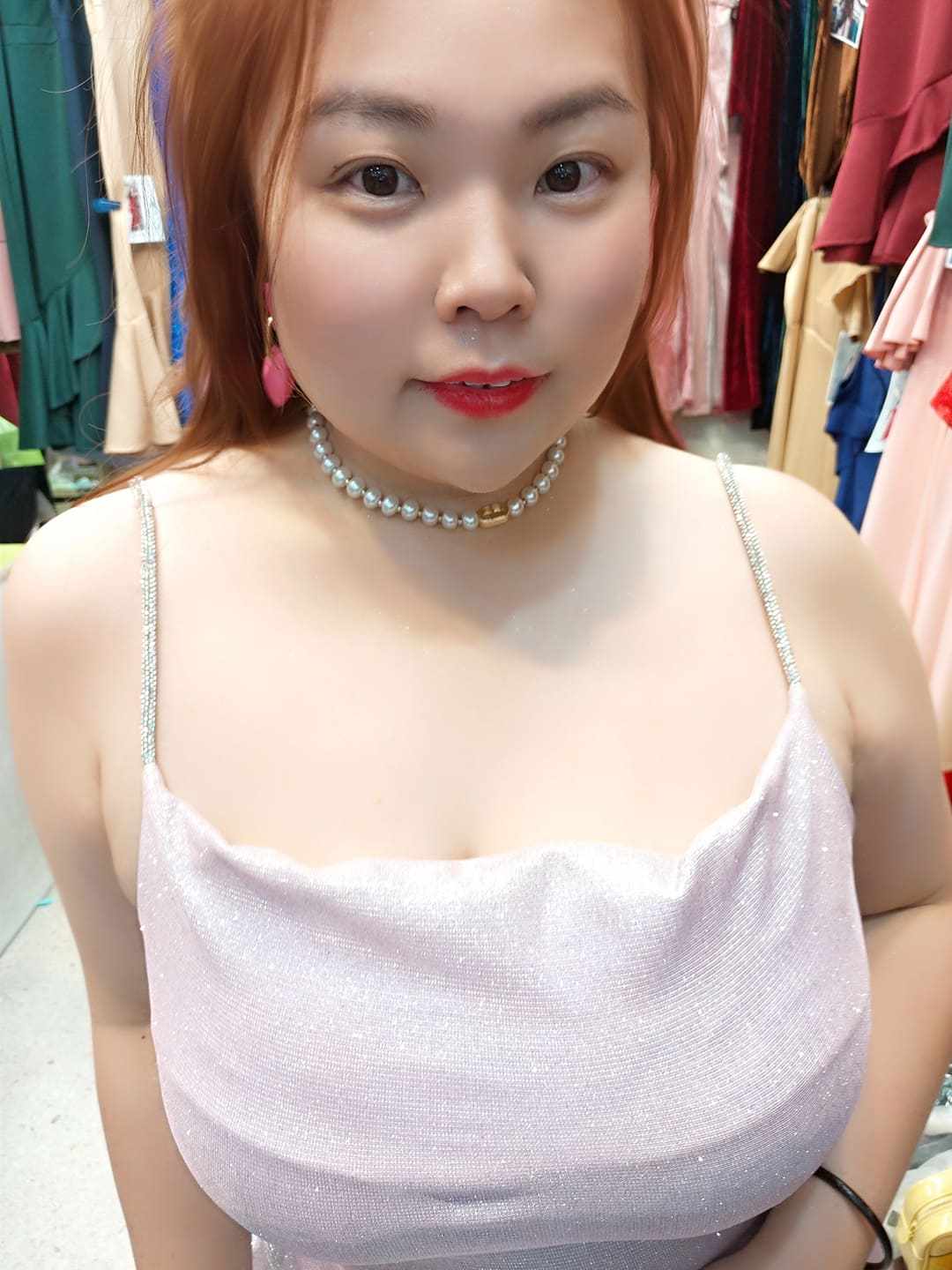 AA09/AA0009 💥新品💥细吊带亮粉边开叉修身长礼服