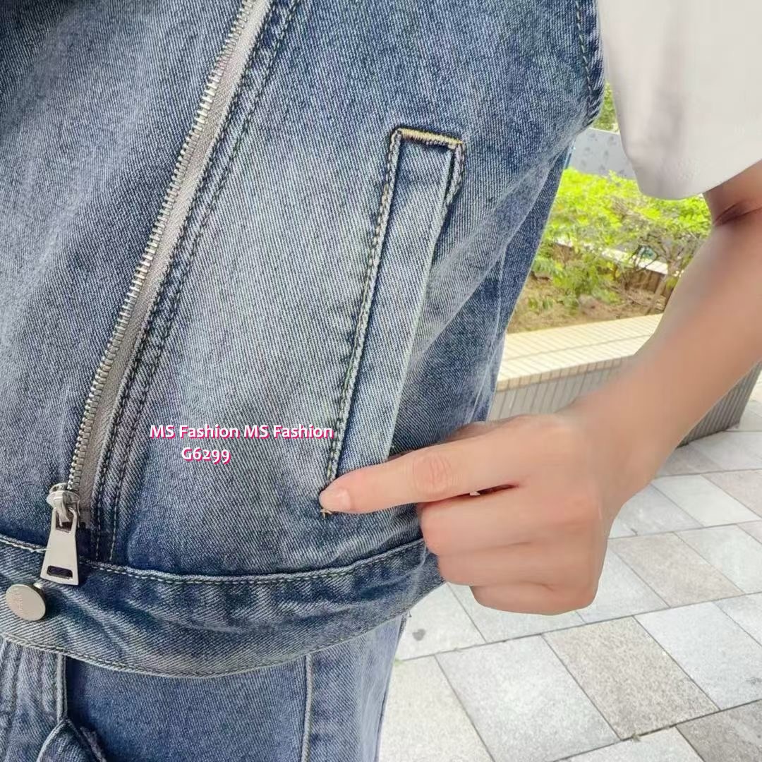 G6299 韓國🇰🇷反領牛仔背心外套