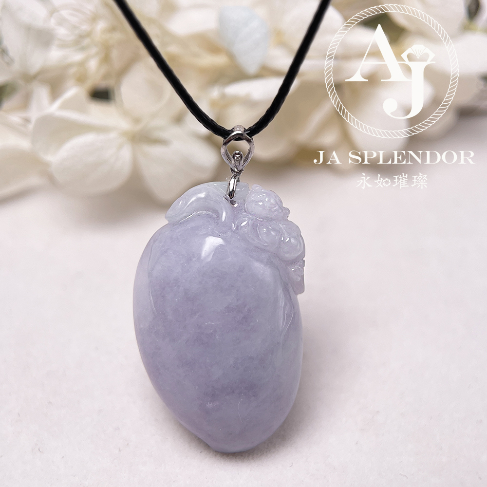 JNK-91 天然翡翠A玉 【猴】冰糯紫羅蘭靈猴獻壽18K吊墜