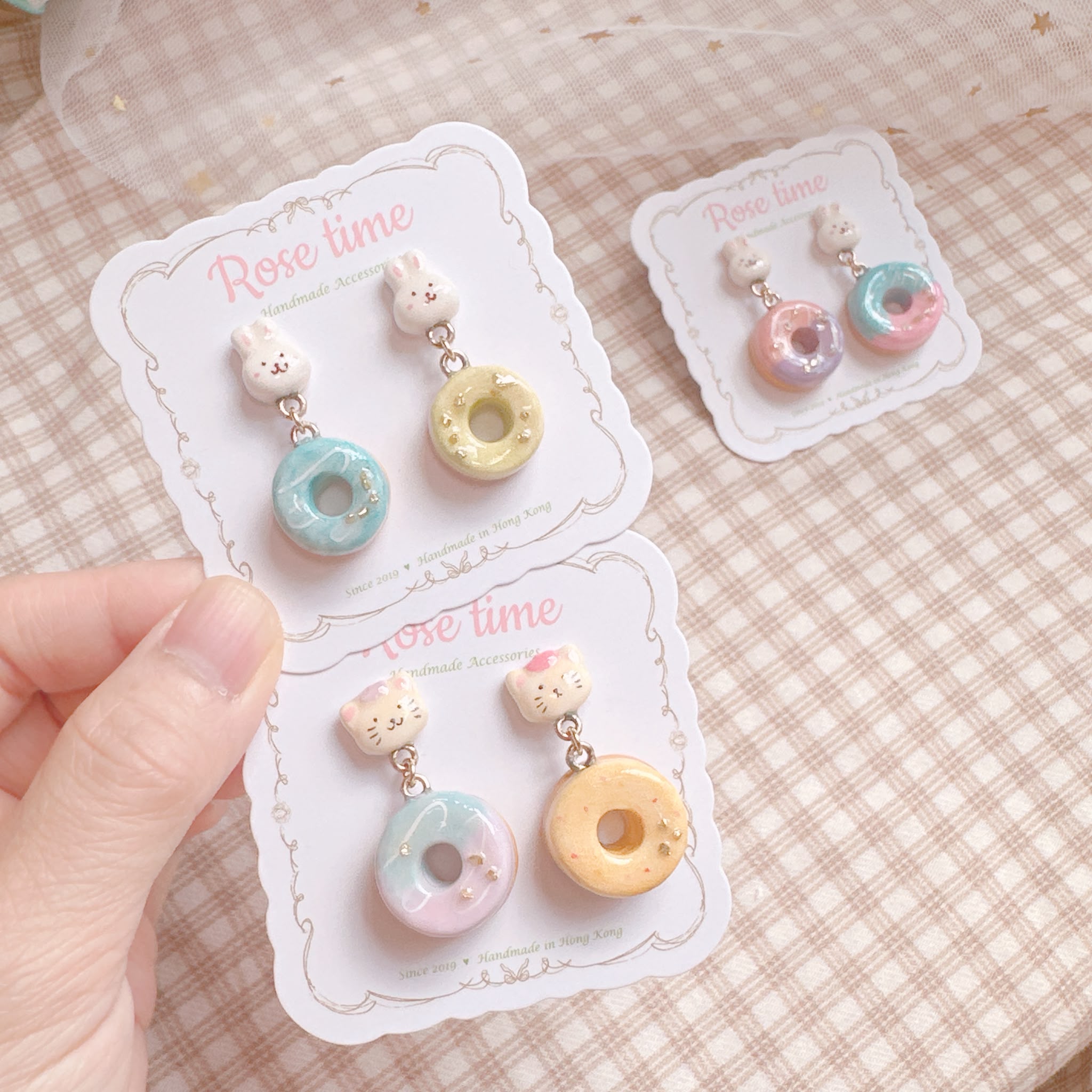 手繪貓兔金冬甩🍩 淺粉色系列