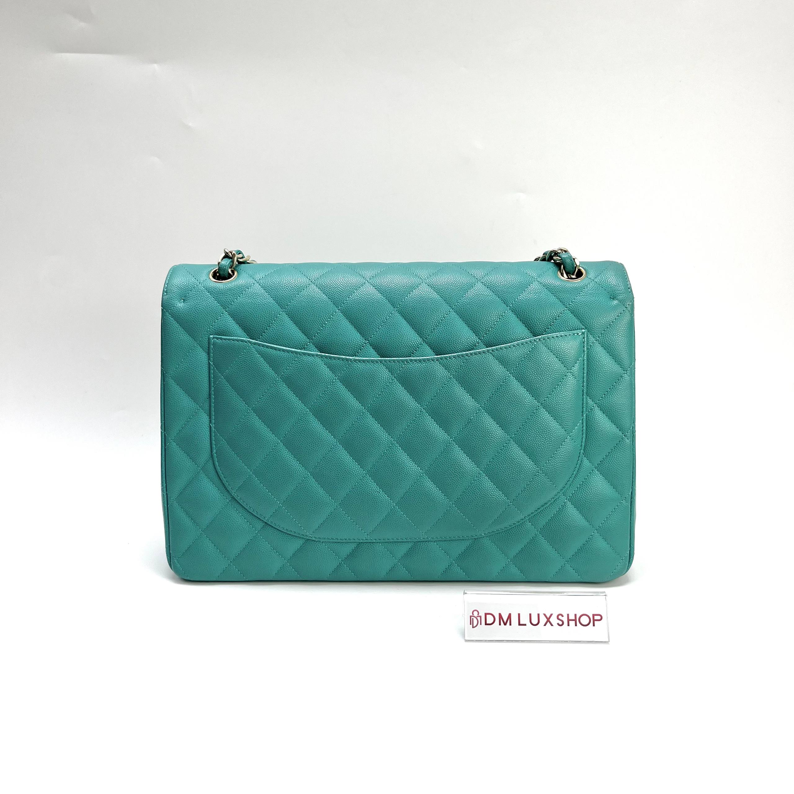 Chanel Maxi Green Caviar CF GHW (Serial 23)