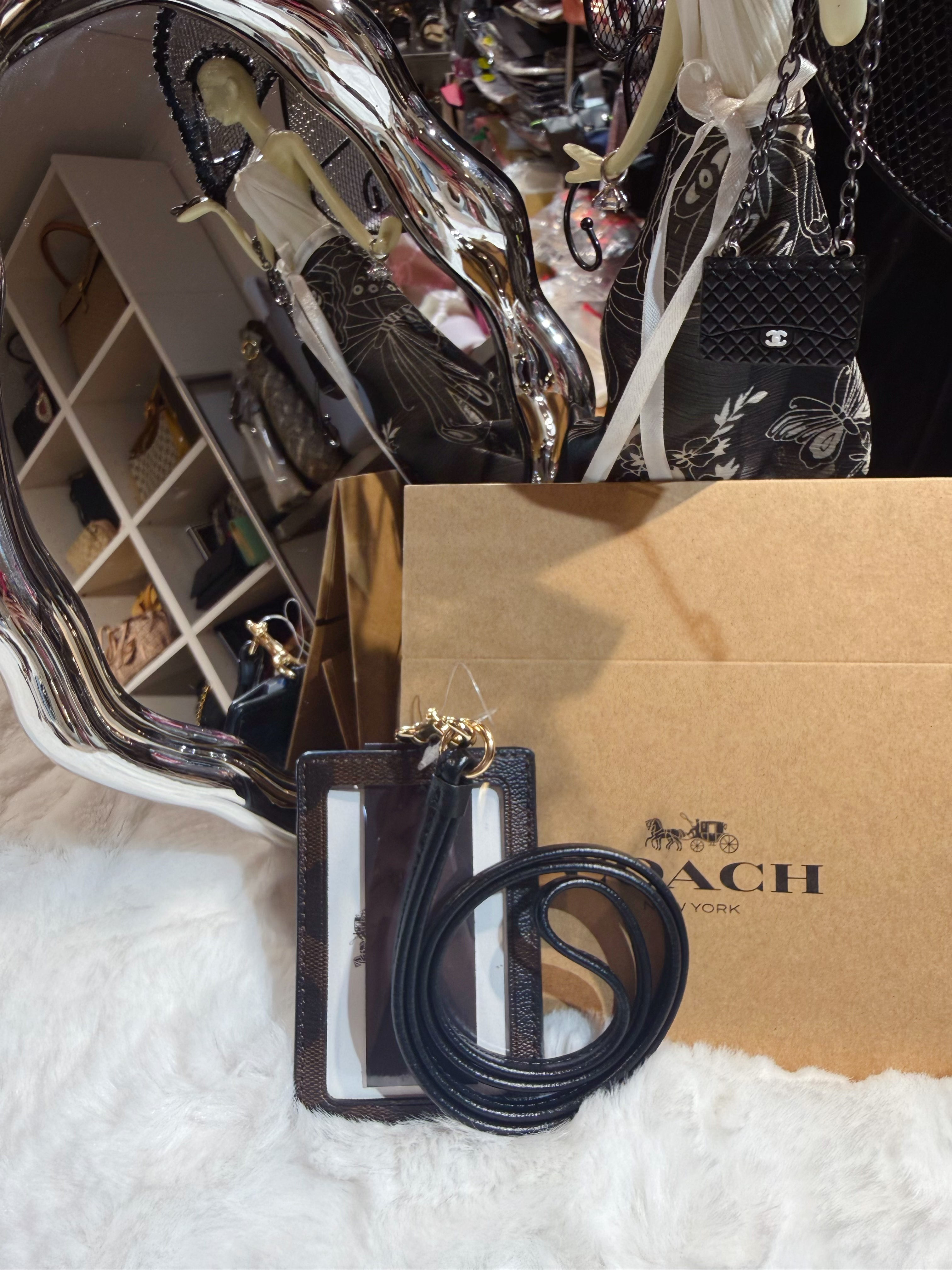Coach lanyard card case dark/m