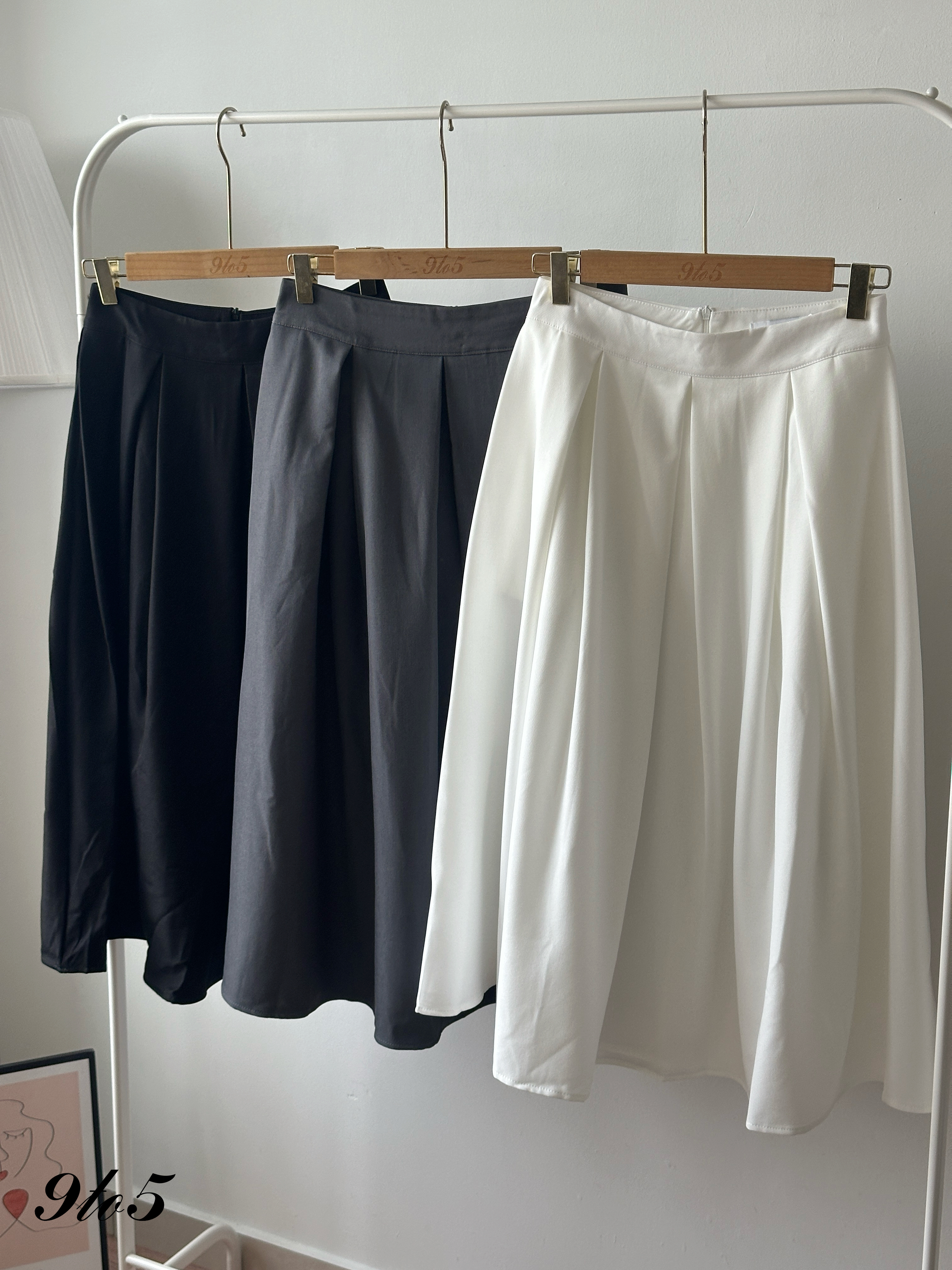 S1967 A Line Pleated Skirt - 3 Colors 