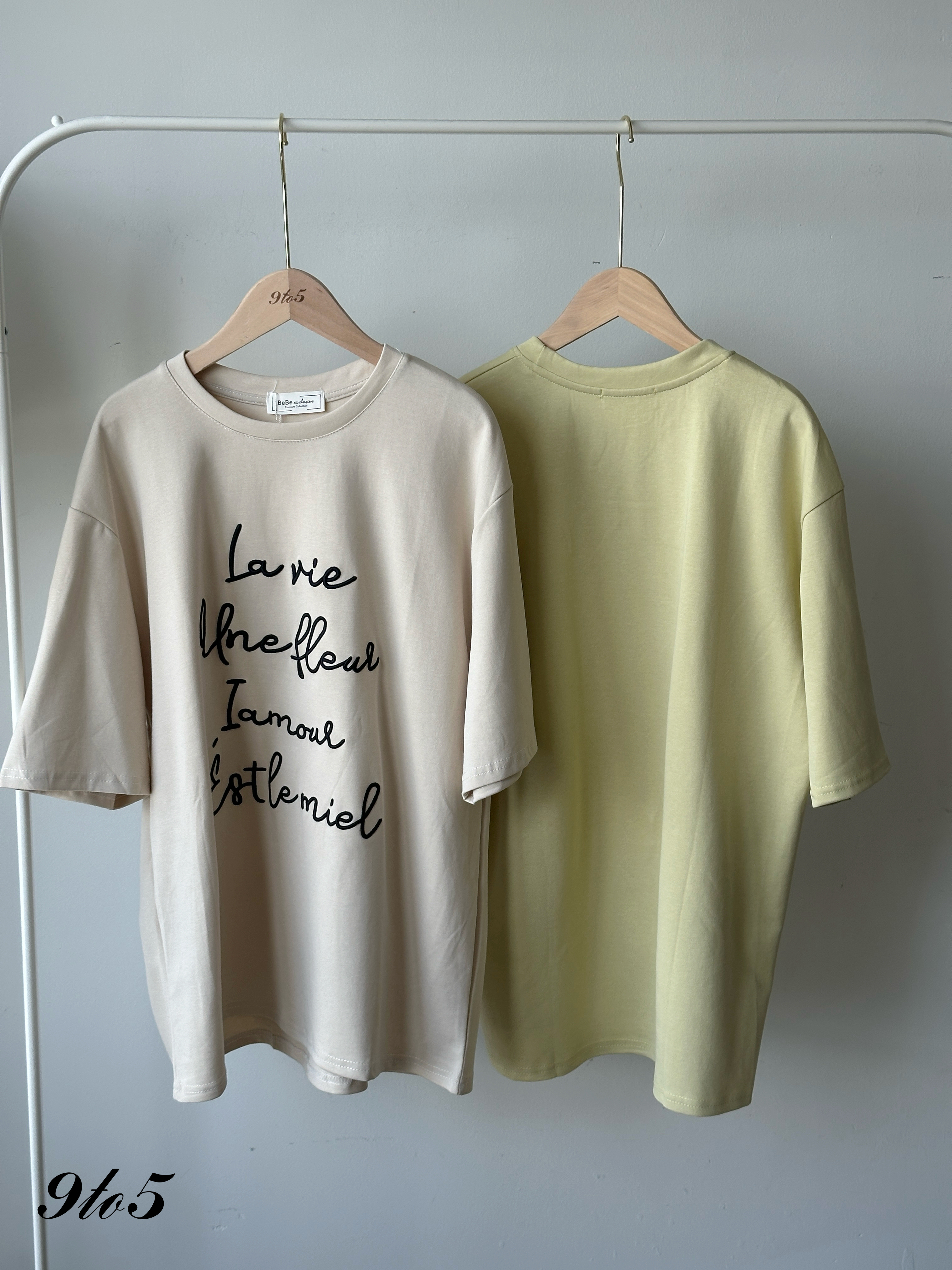 T4183 Embroidery Wording Oversized Tee - 5 Colors 