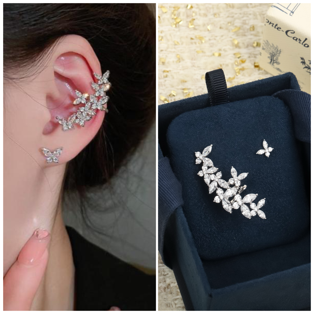 APM Monaco 不對稱蝴蝶純銀耳夾耳環