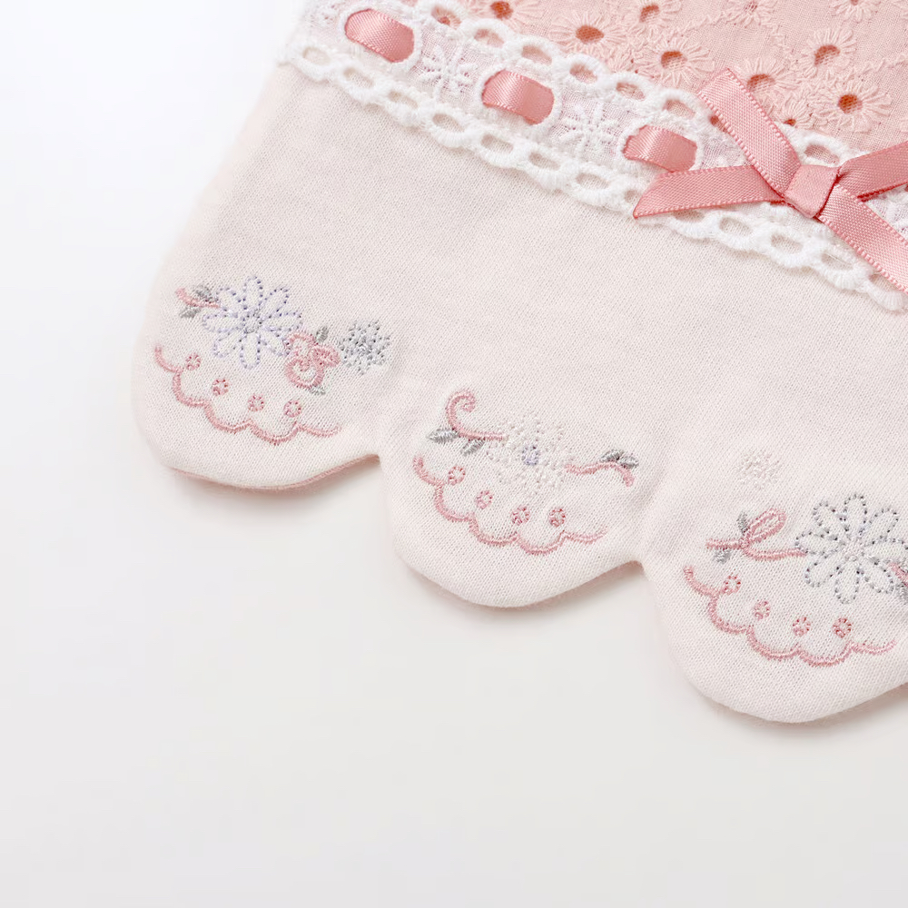 🇯🇵預訂 日本直送🇯🇵Slap Slip Baby兩色通花梯形絲帶蕾絲刺繡圍兜