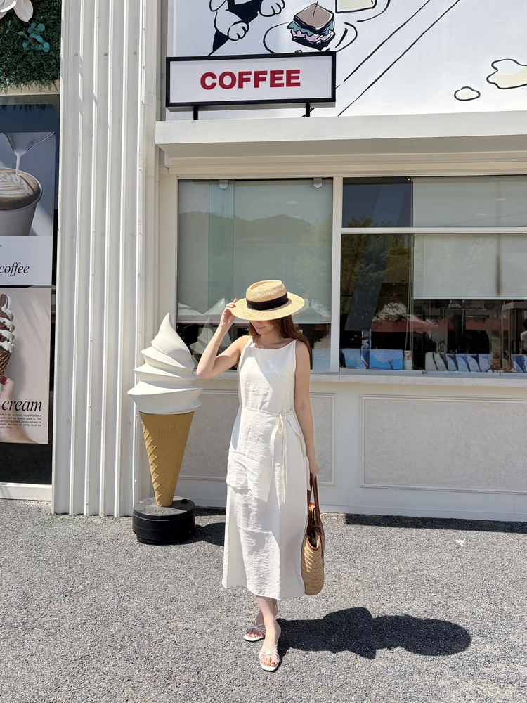 Boat Neck Layered Dress (Ivory)