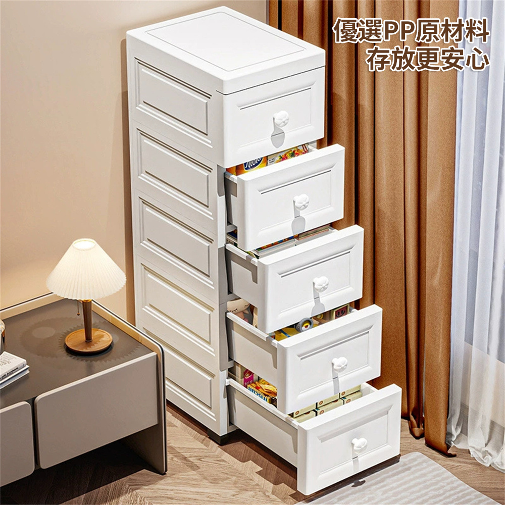 夾縫收納柜 抽屜式 洗手間儲物盒 廚房儲物柜 房間收納柜 置物架 25cm 三層 [平行進口] HK2734