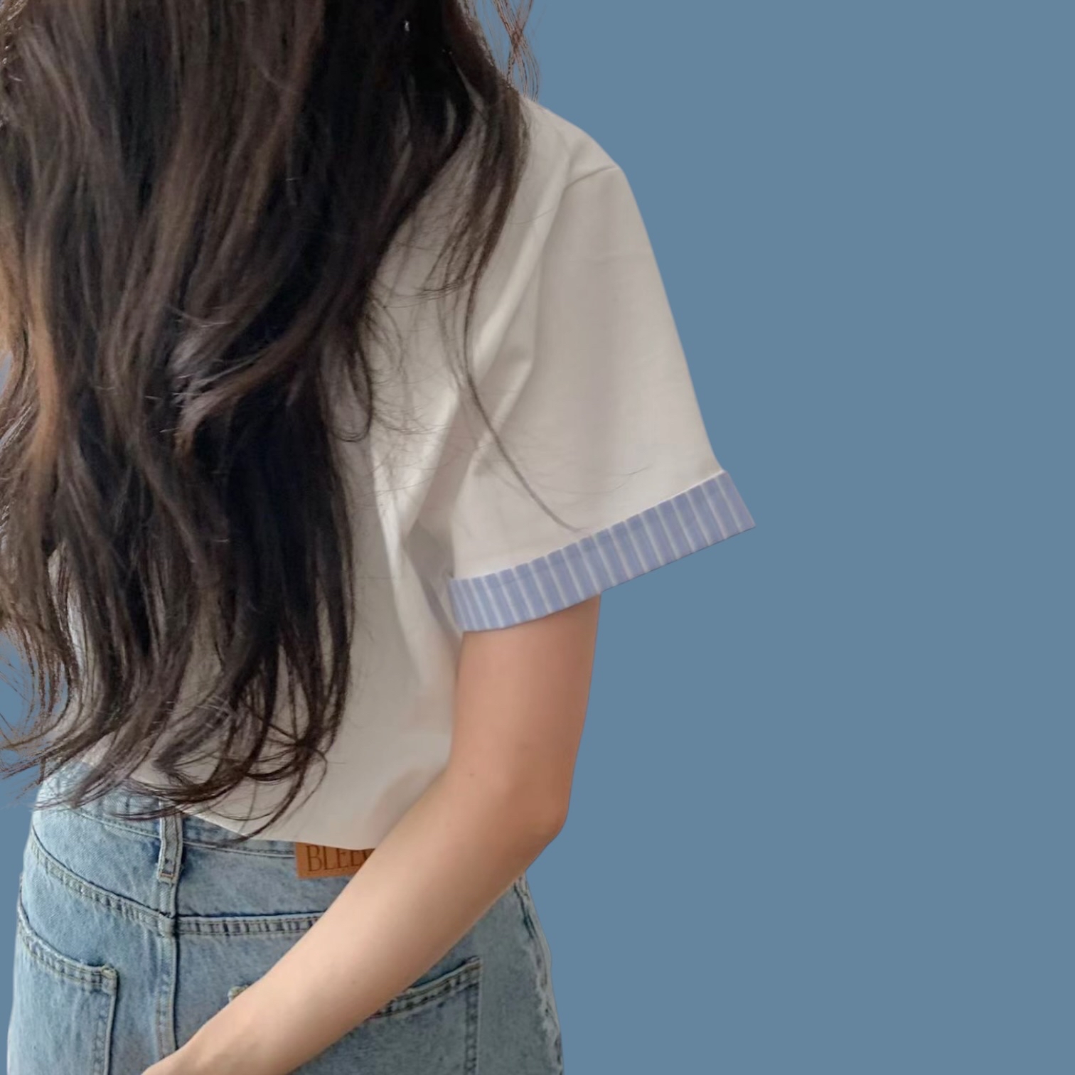 221095手袖間條恤Tee