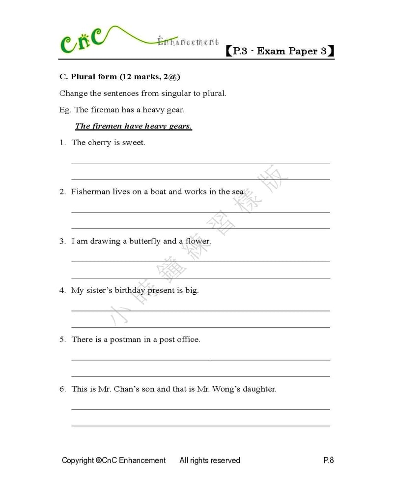  模擬試卷 (三年級)