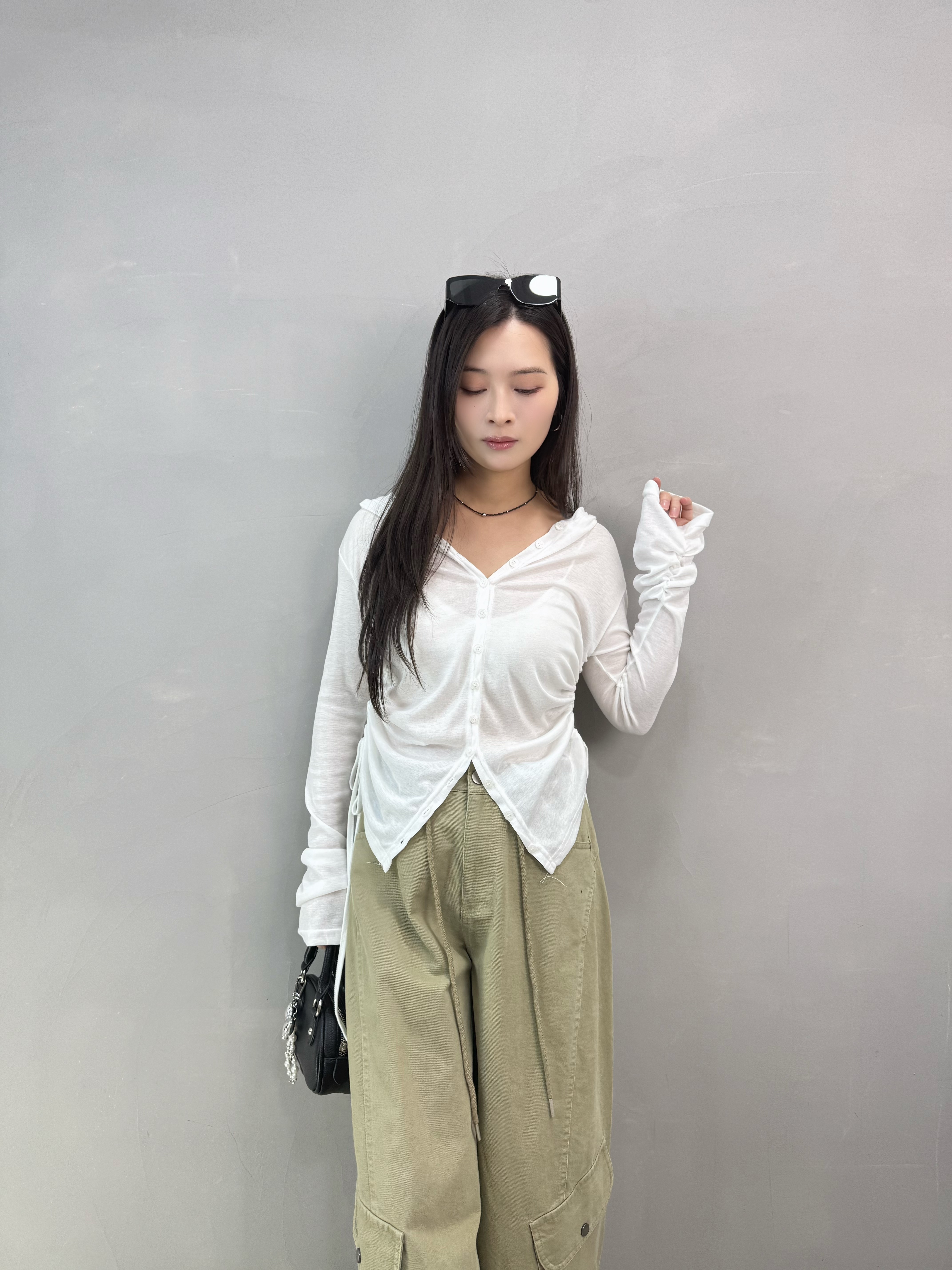  H09 束腰有帽扣鈕外套
