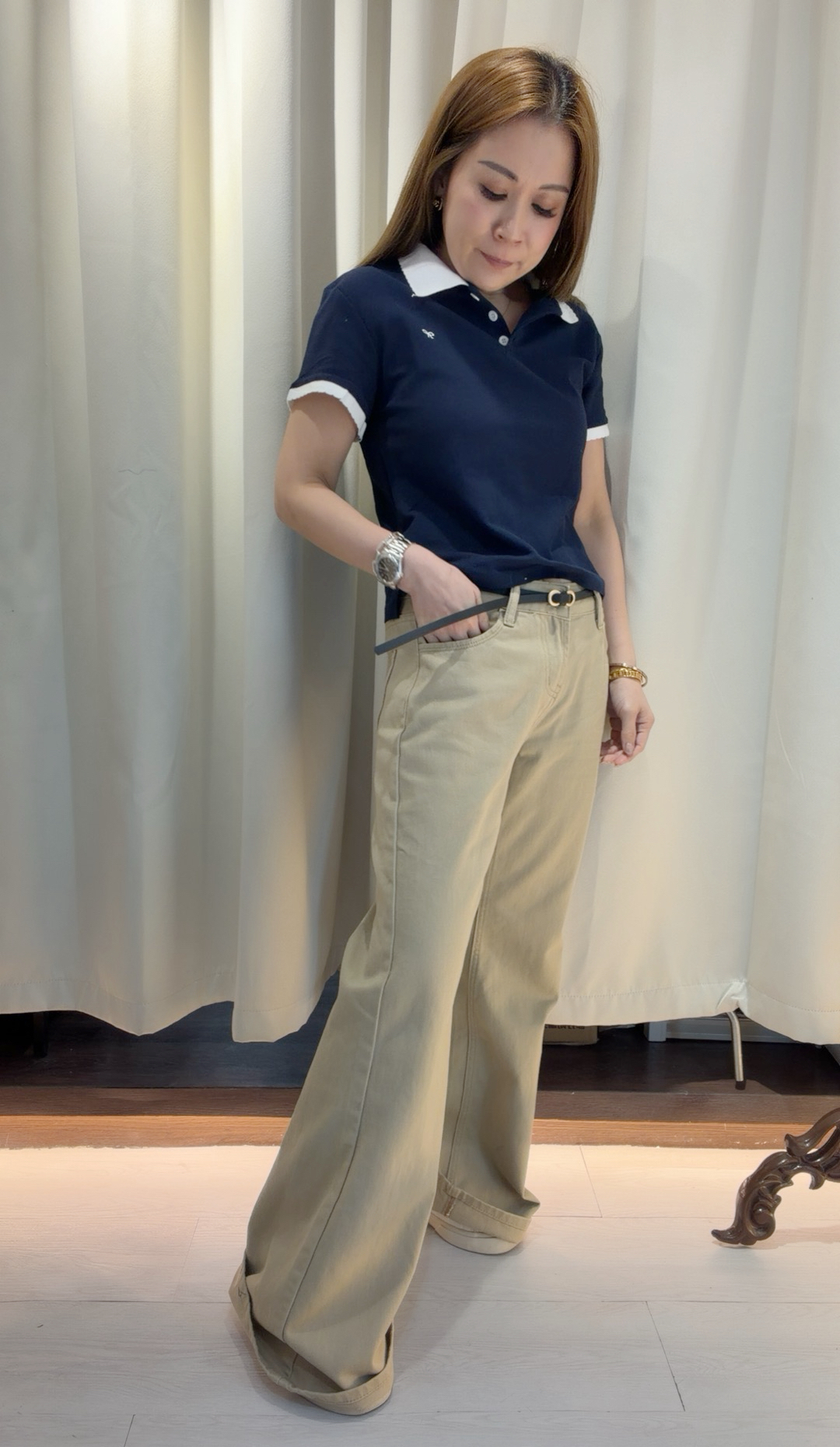 韓版靚色寬腿褲