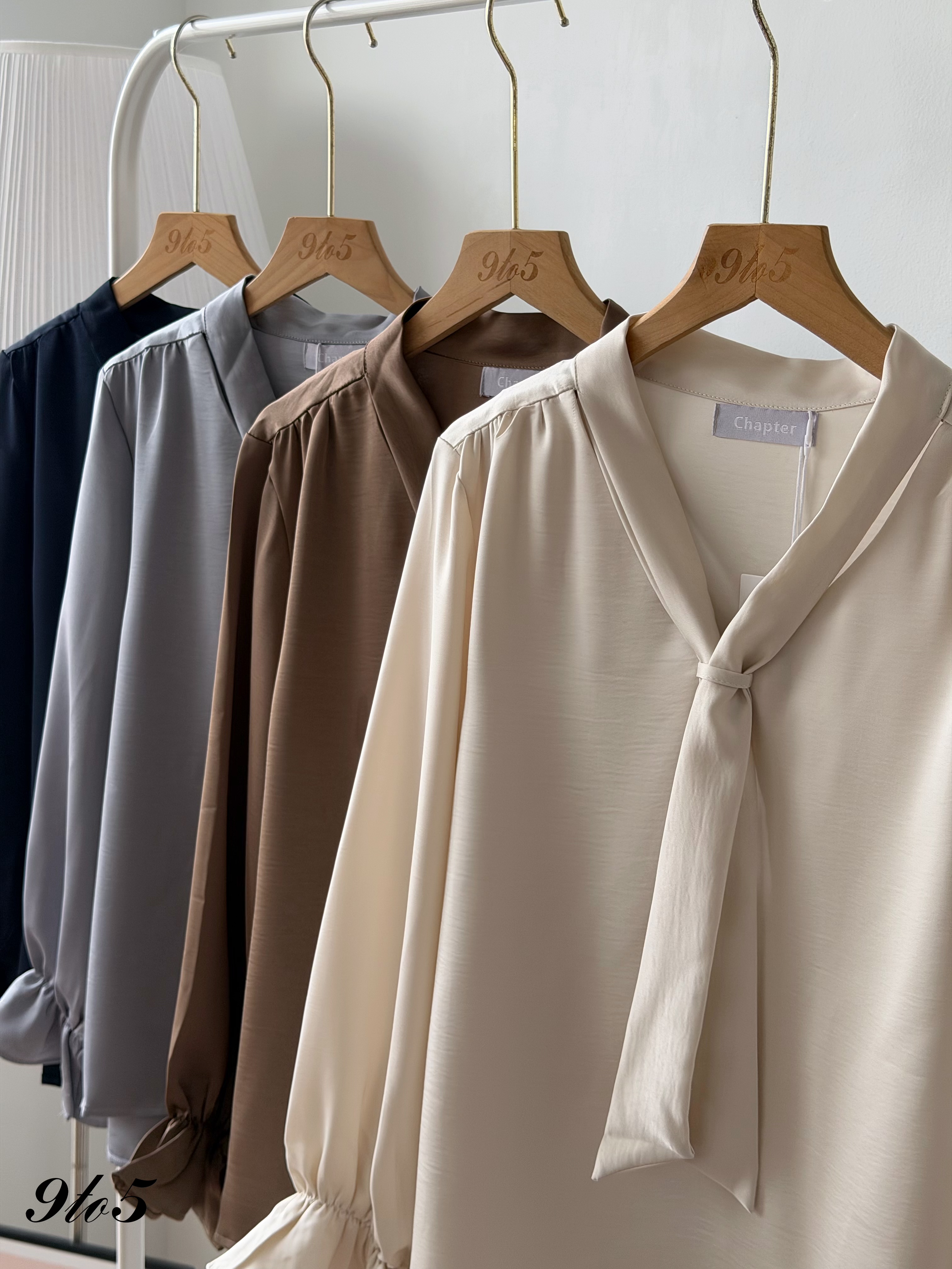 T4551 Long Sleeve Satin Blouse - 4 Colors 
