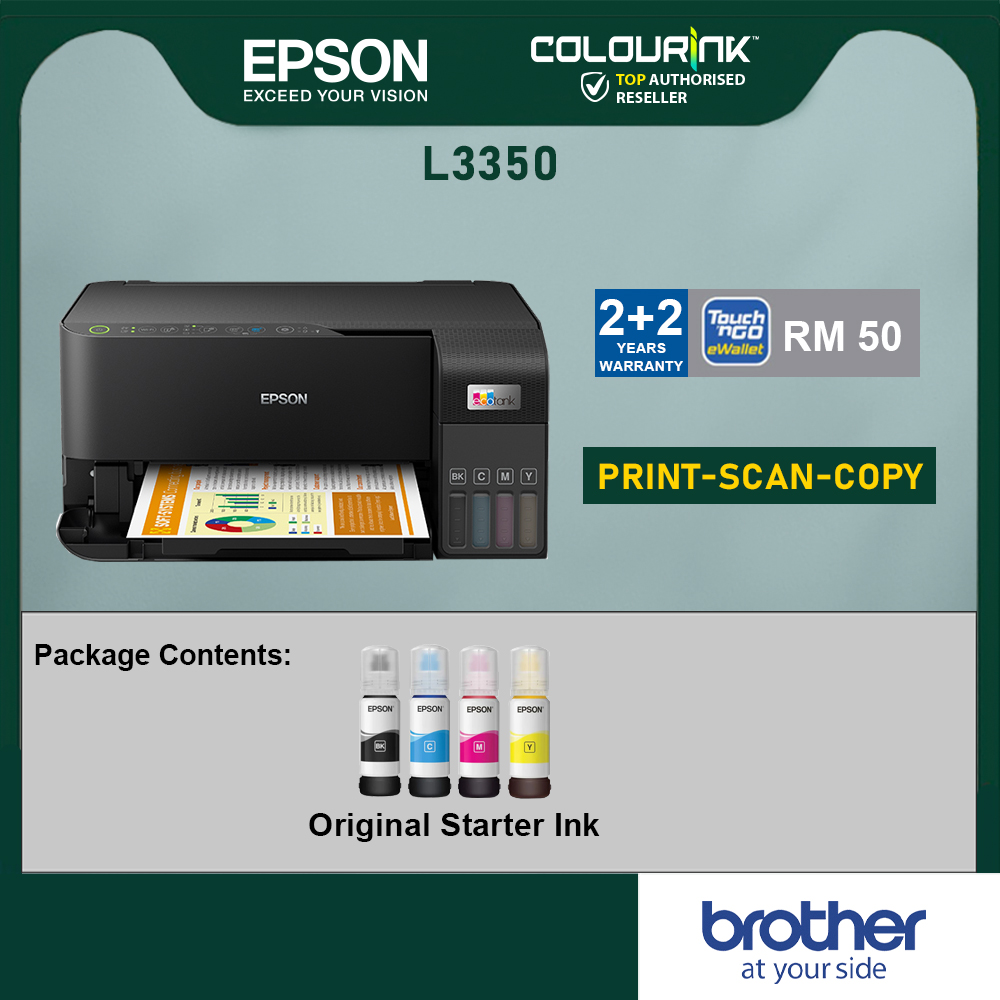 Epson L3350 L3550 A4 3-in-1 Refill Ink Tank Wi-Fi Printer with Original Ink Bottle similar T420w T520w L3150 G3020 L3156