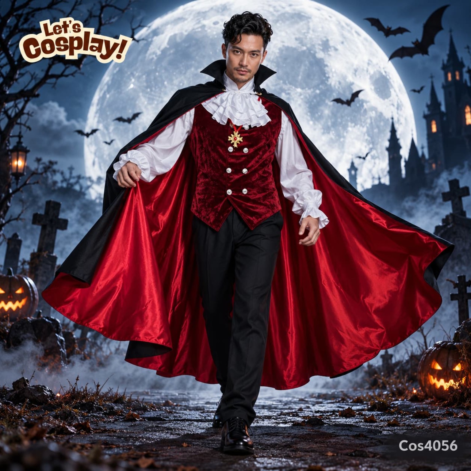成人貴族吸血鬼萬聖節服裝 Vampire Costume 海洋公園哈囉餵服裝 COS4056