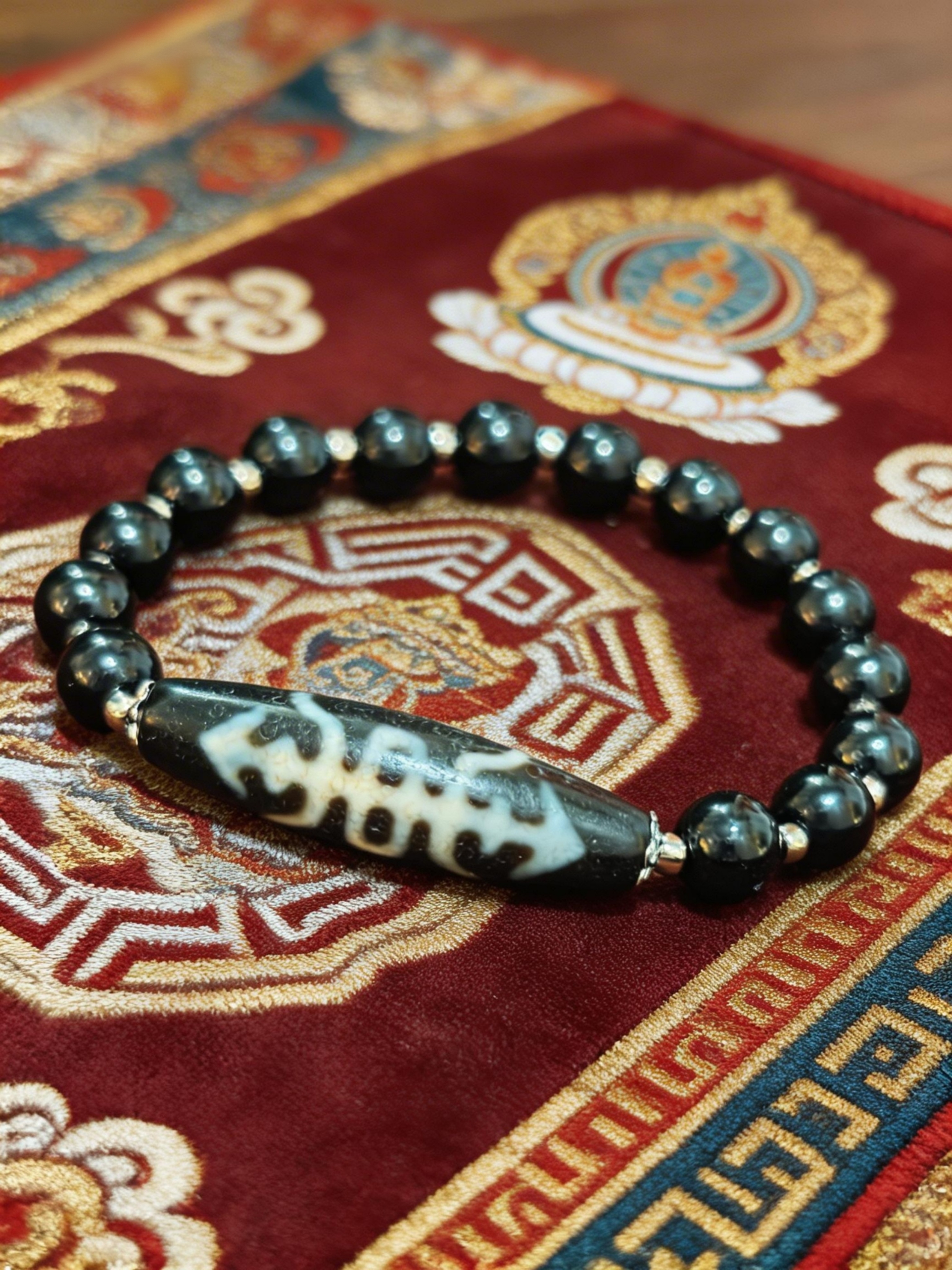 「黑白福壽天珠」26038