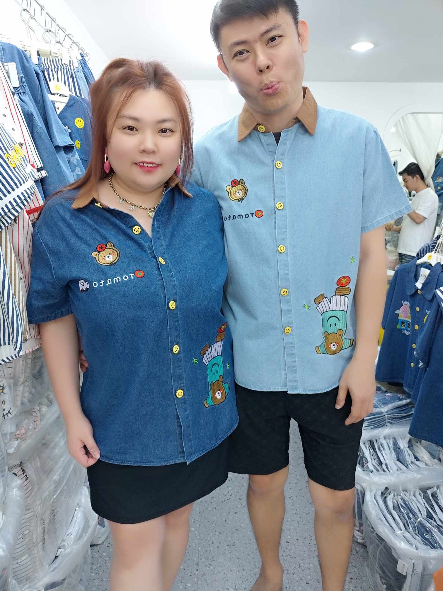 ENE16 刺绣BEAR牛仔上衣