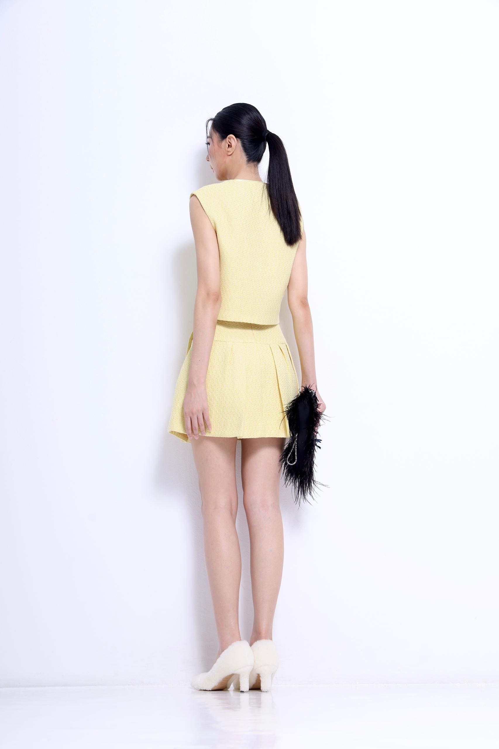 CS1440 TWEED PLEATED SKIRT