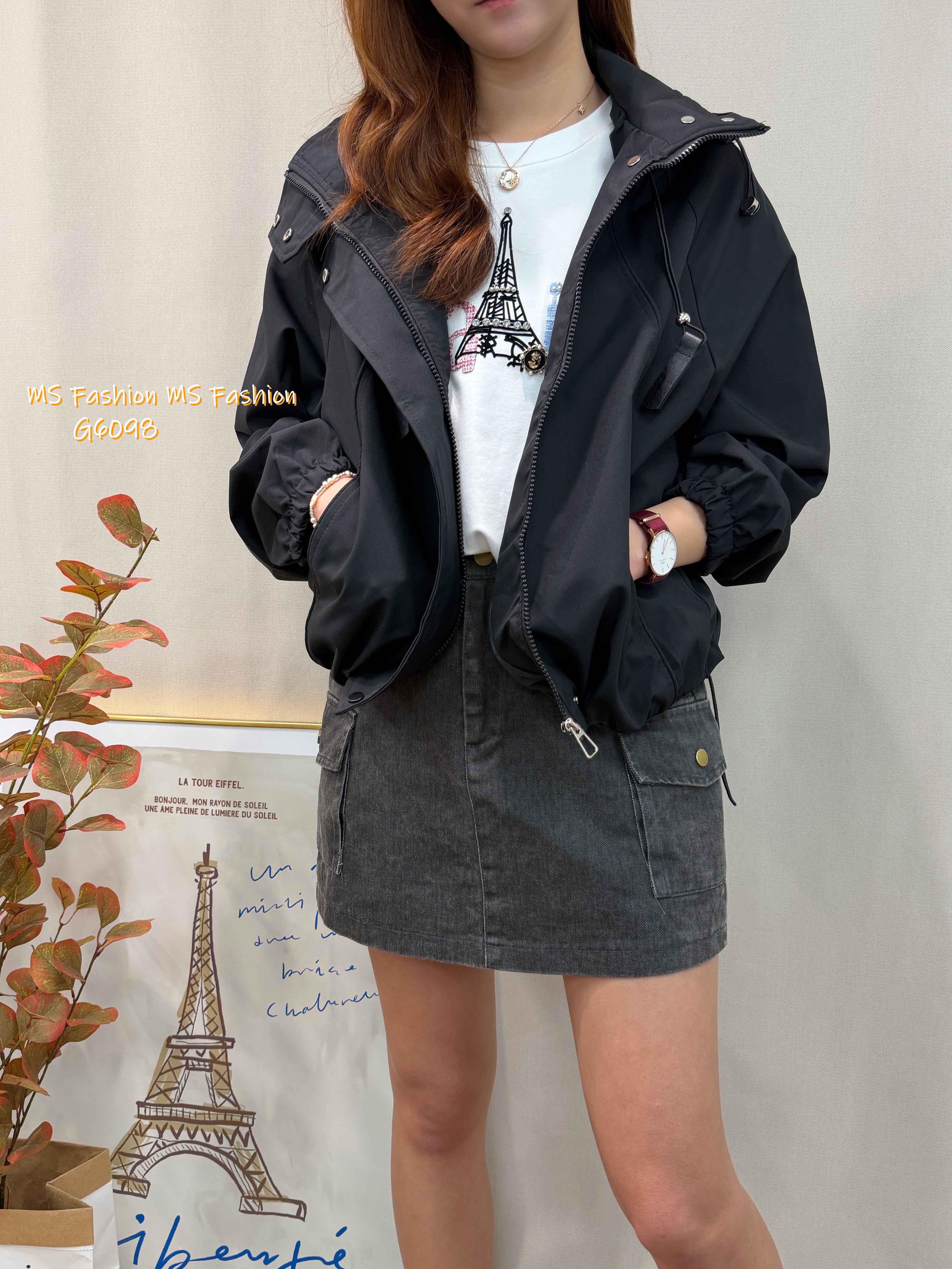 G6098 韓國🇰🇷靚色有帽風褸