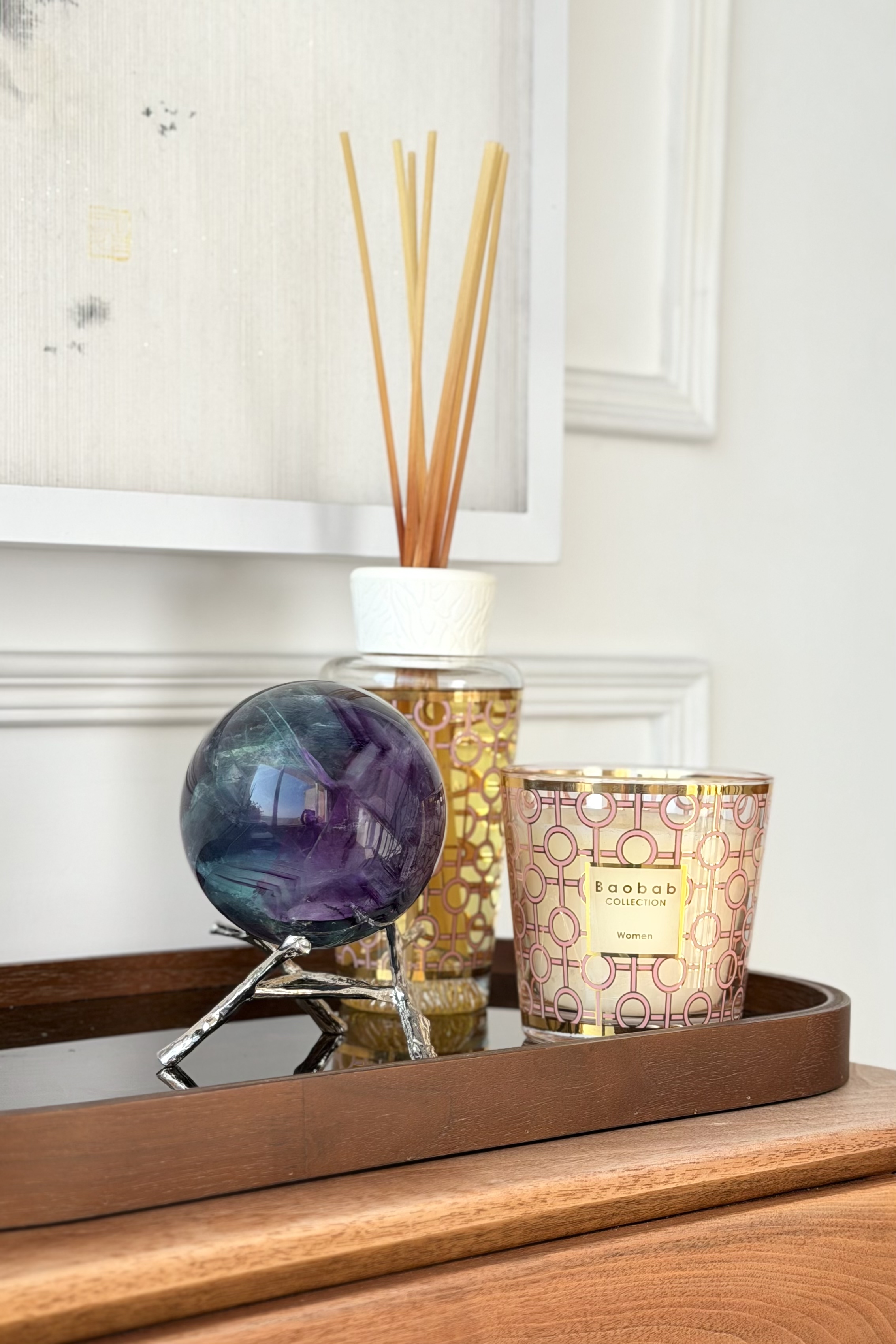 ༒1.1kg+ 8.4cm紫藍綠千層紋螢石球༒    FLa029H2MAG10FJ-RA3*6tm