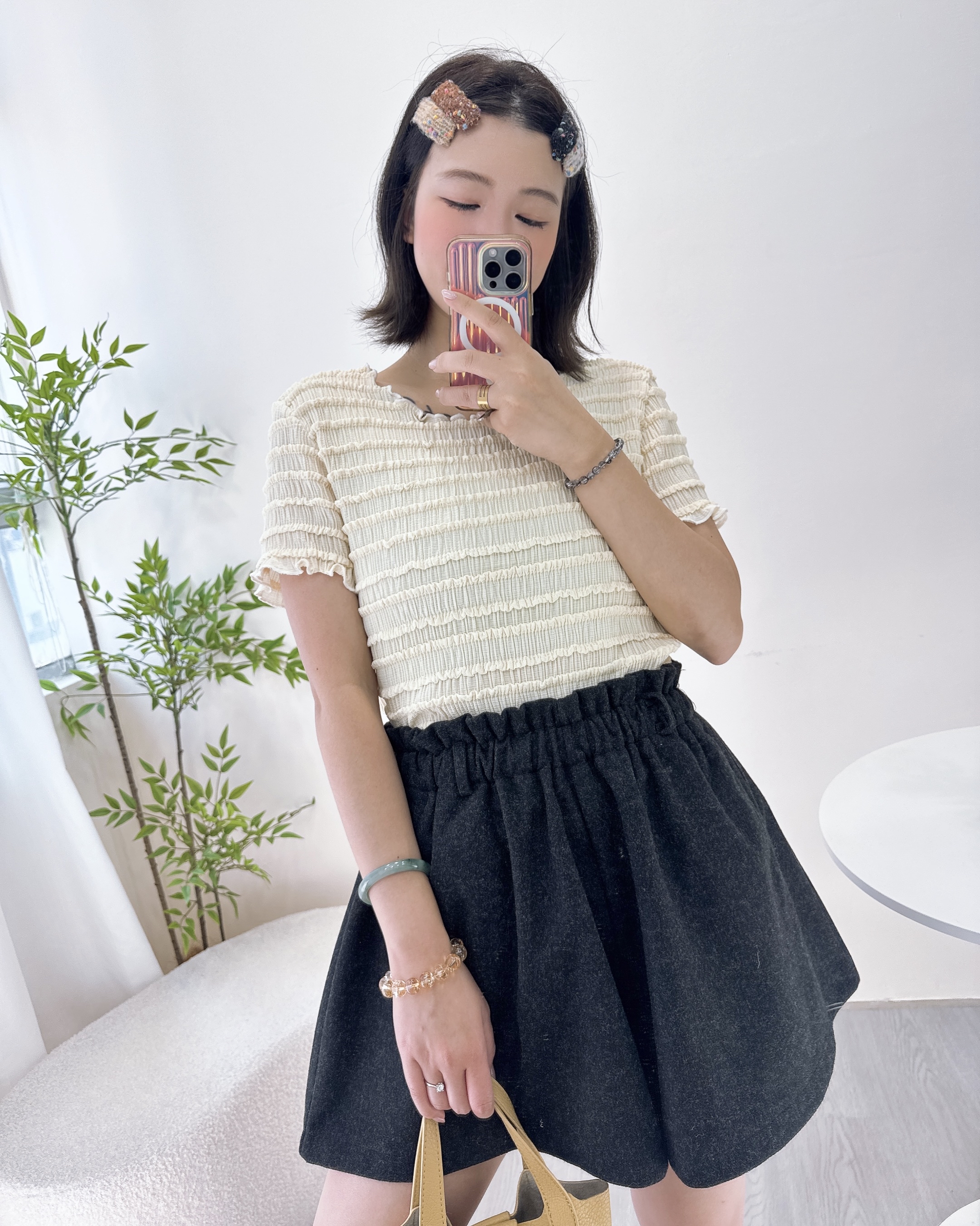 超彈性3D格紋小清新上衣 4色