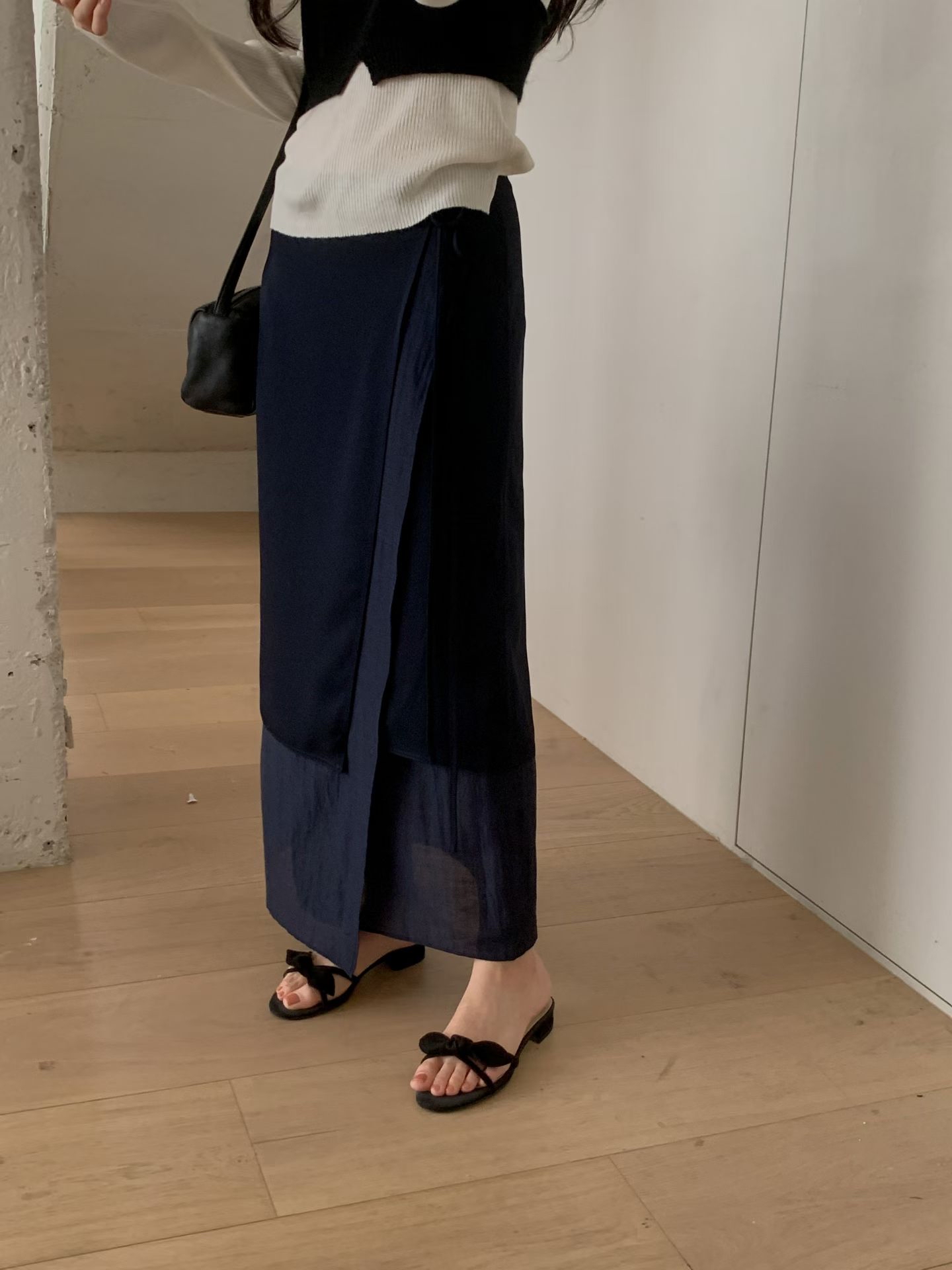 Double layers wrapped long skirt