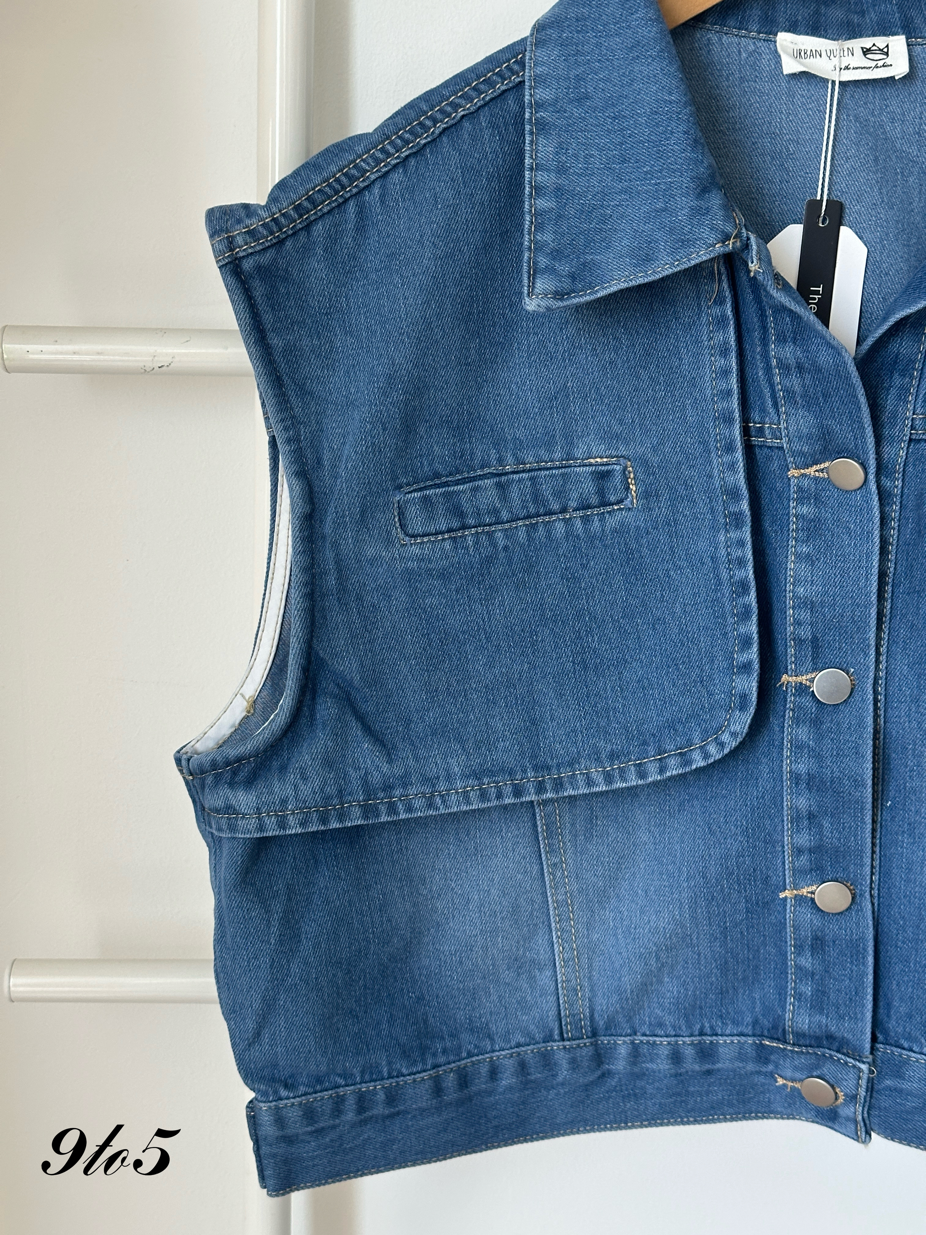 T3989 Cape Sleeve Denim Top 