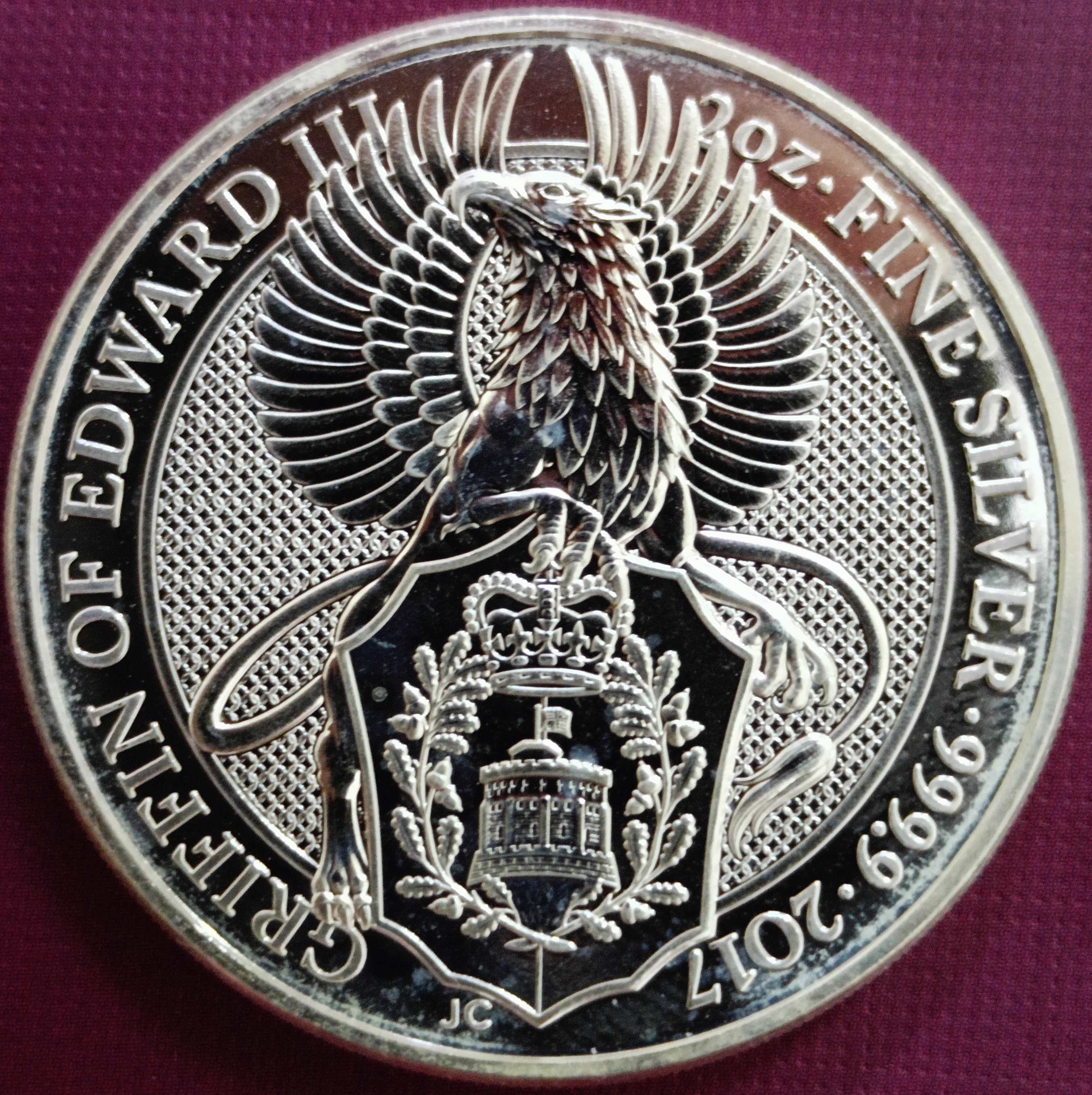[2oz 9999] Griffin of Edward III 9999 Silver Coin 2oz