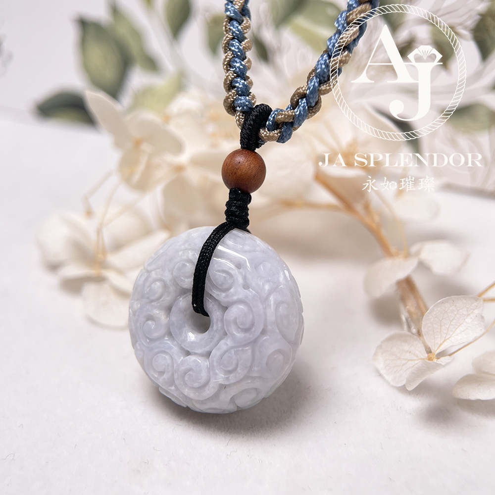 JN-3299 天然翡翠A玉 復古回紋順利招財黃翡精工雕刻平安扣