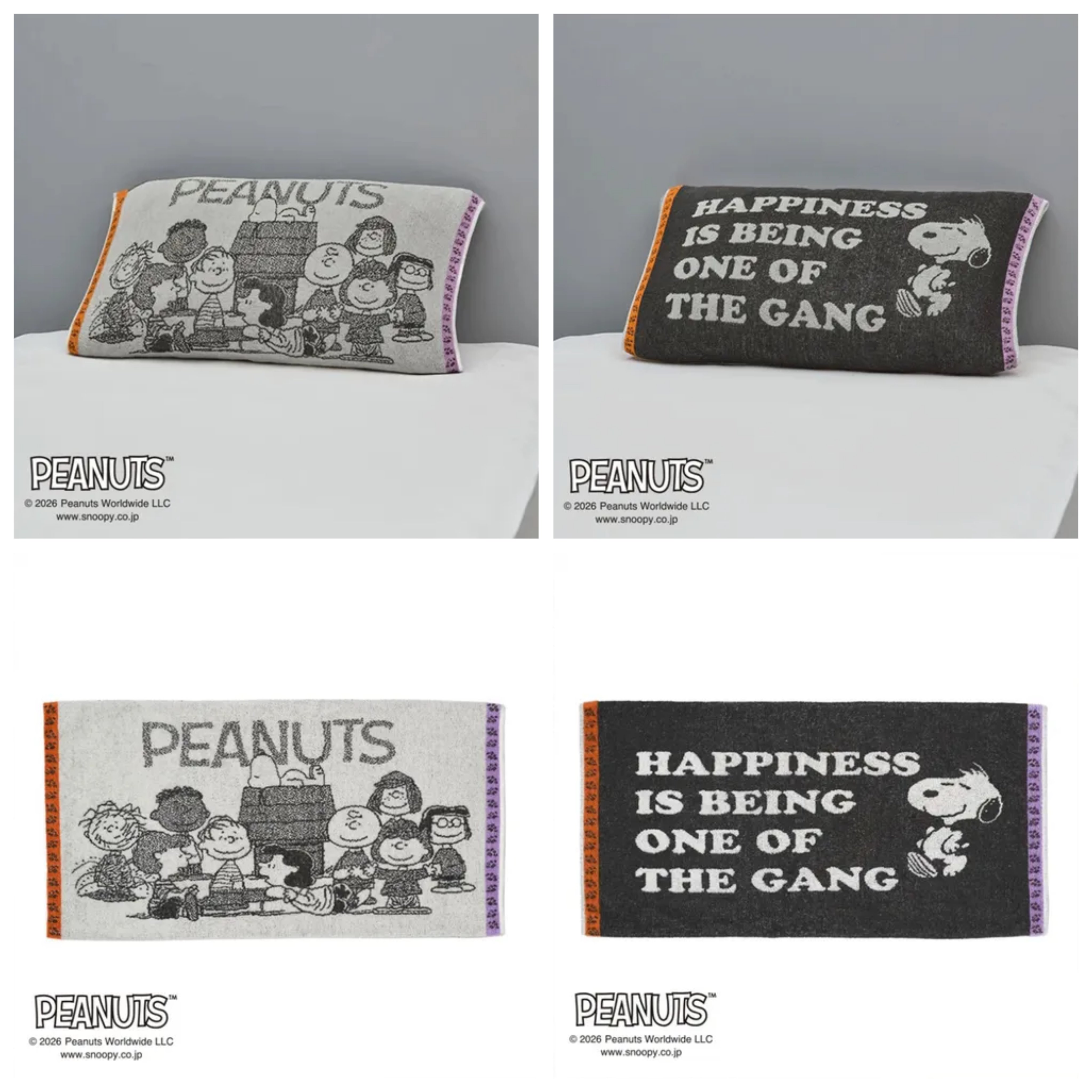 日本直送~新款Snoopy毛巾枕頭套 灰色