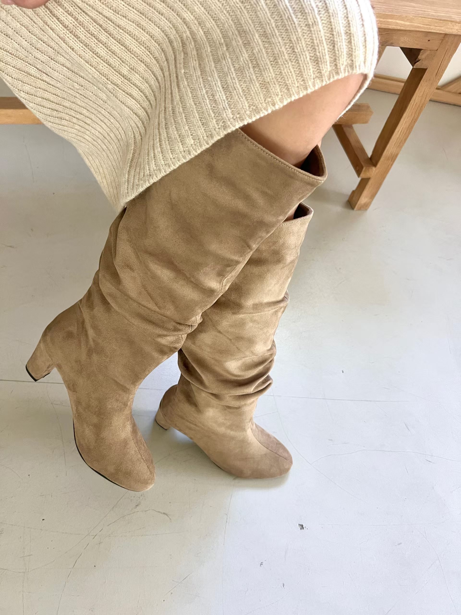 ♥︎ 韓國氣質麂皮絨堆堆 Boot (7cm踭高）