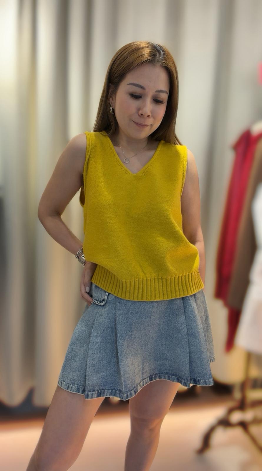 黃色針織背心