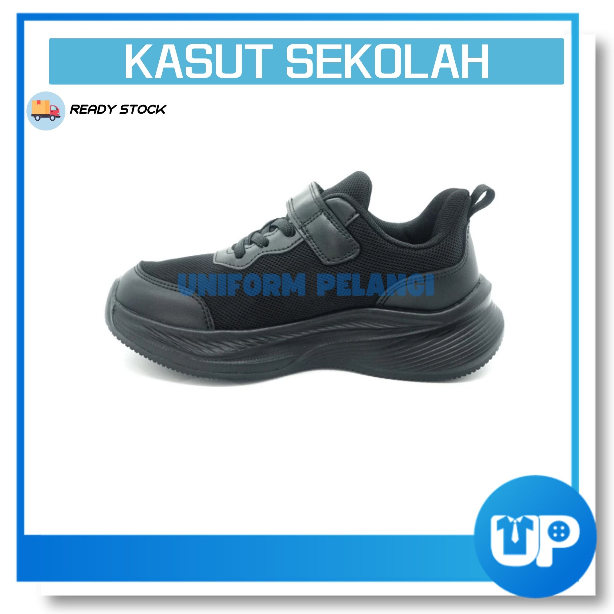 NewStar Black School Shoes [Velcro Strap] Kasut Hitam -W729B