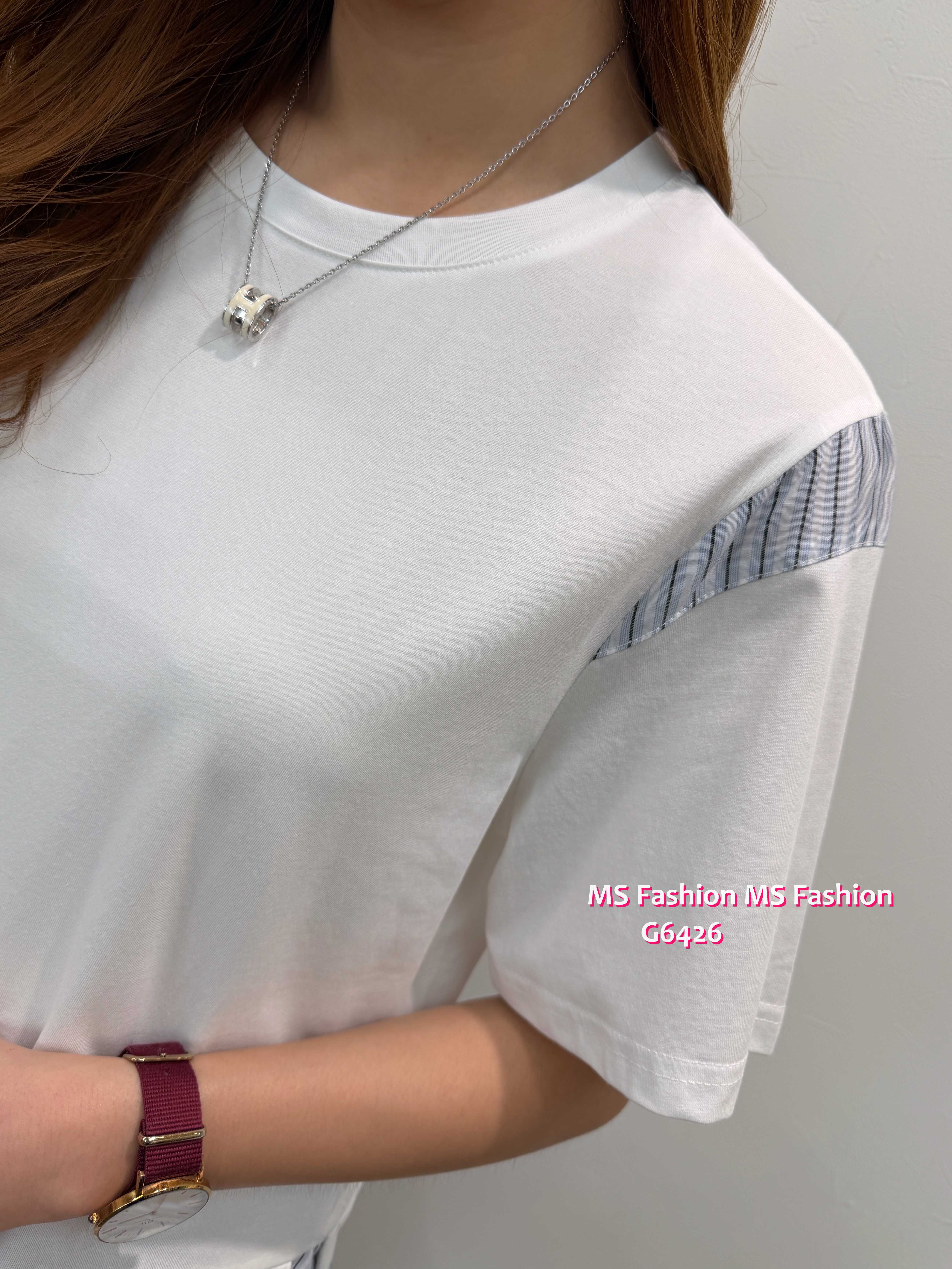 G6426 拼條子pattern top